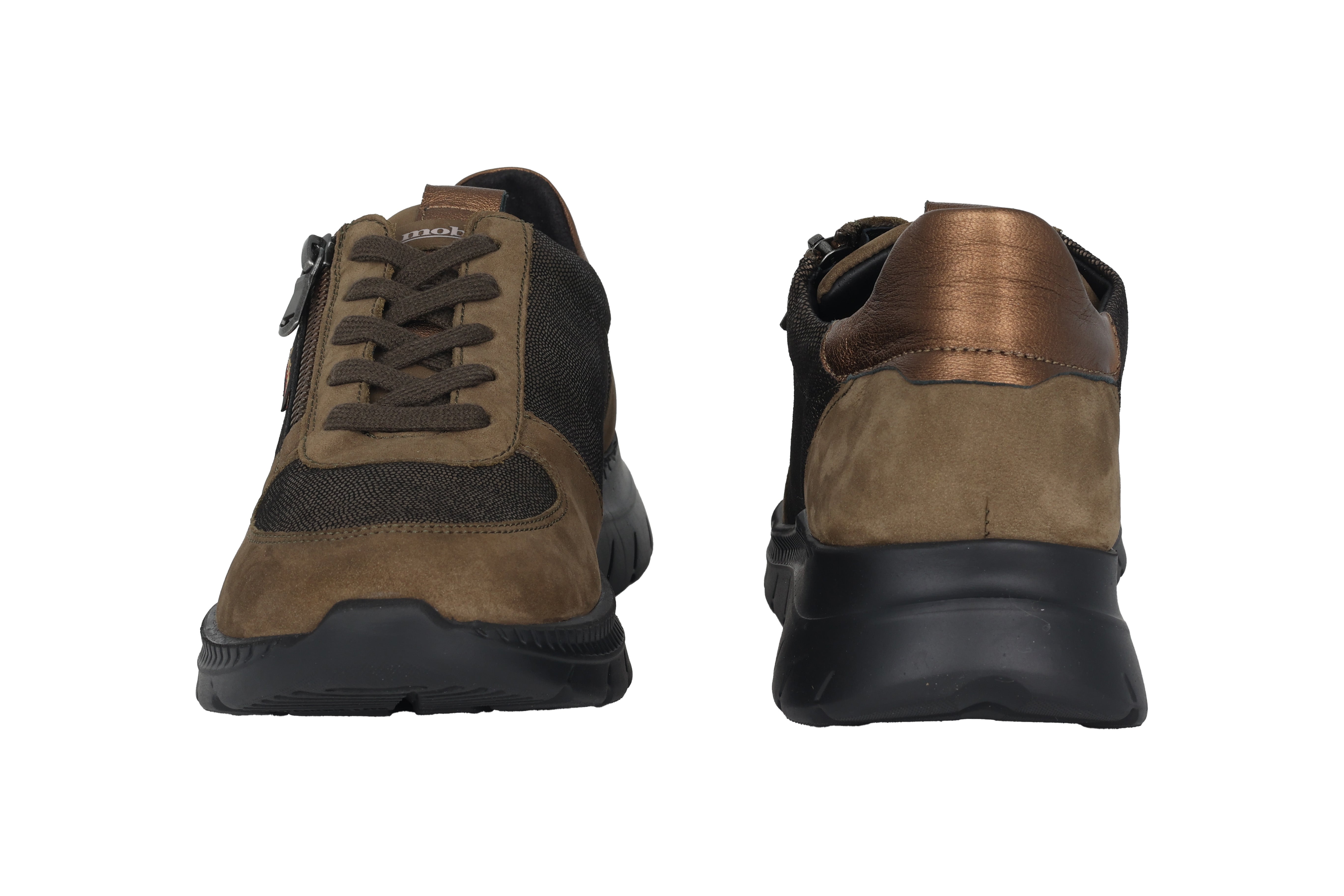 Scarpe ergonomiche con cerniera e lacci 'Ryma' da donna a vestibilità ampia (H) - Mix verde bronzo