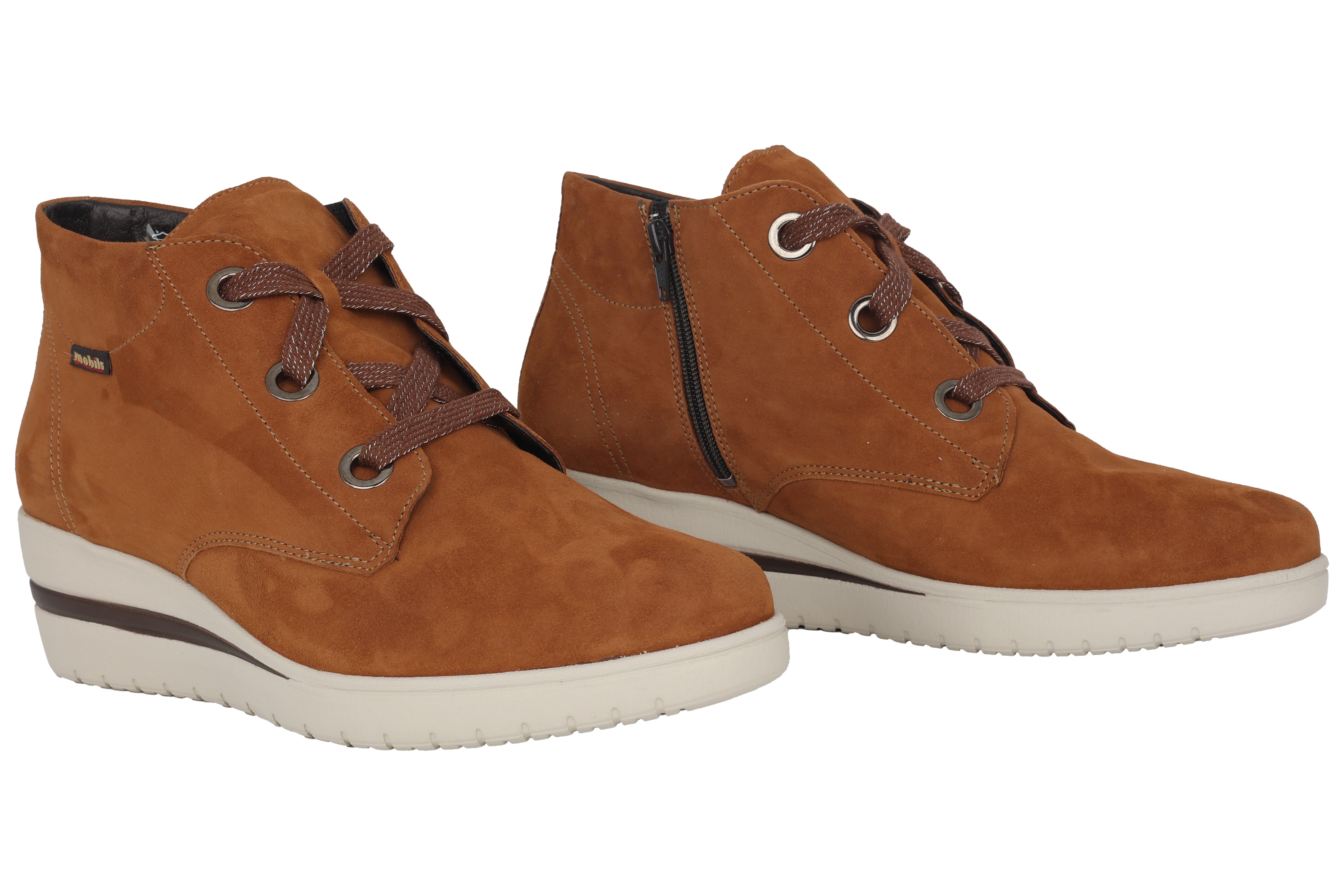 'Peryne' veterlaars met brede pasvorm (H) voor dames - Bruin