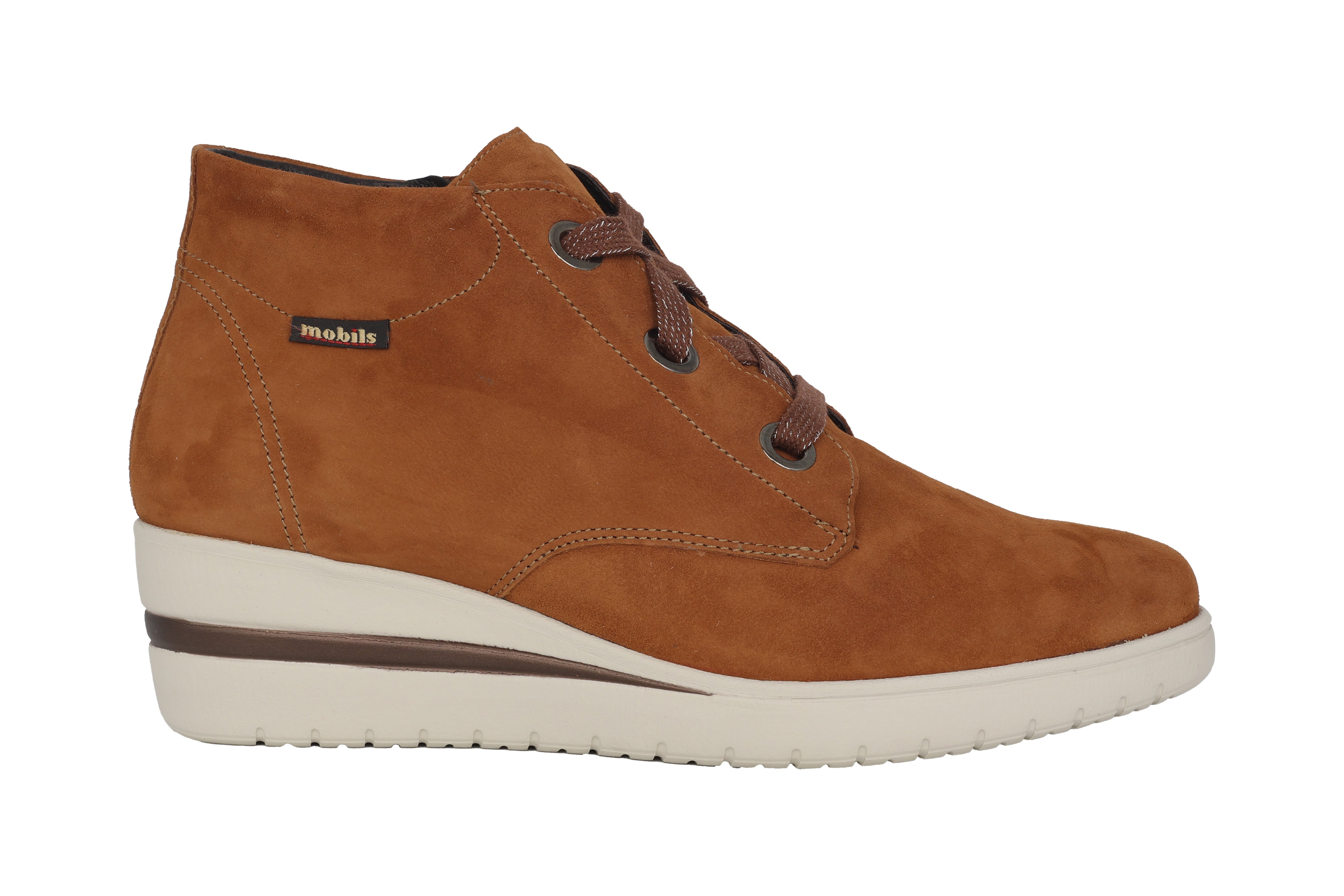 'Peryne' veterlaars met brede pasvorm (H) voor dames - Bruin