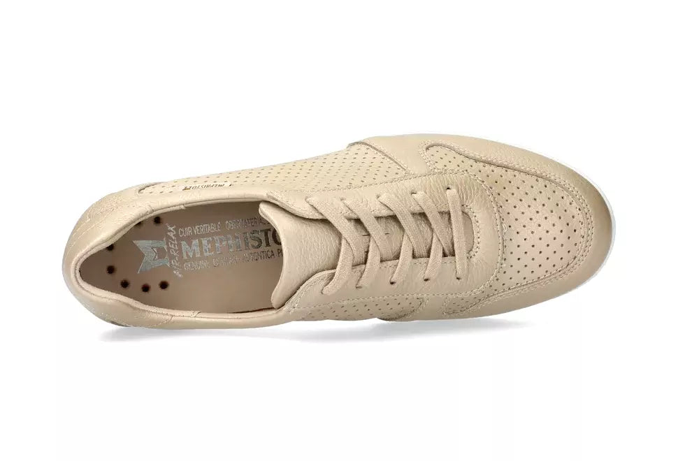 'Isa Perf' zapato de mujer con cuña perforada y cordones - beige