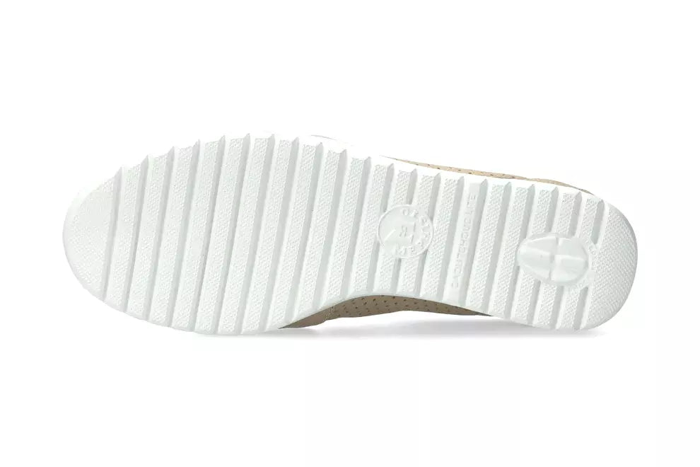 'Isa Perf' zapato de mujer con cuña perforada y cordones - beige