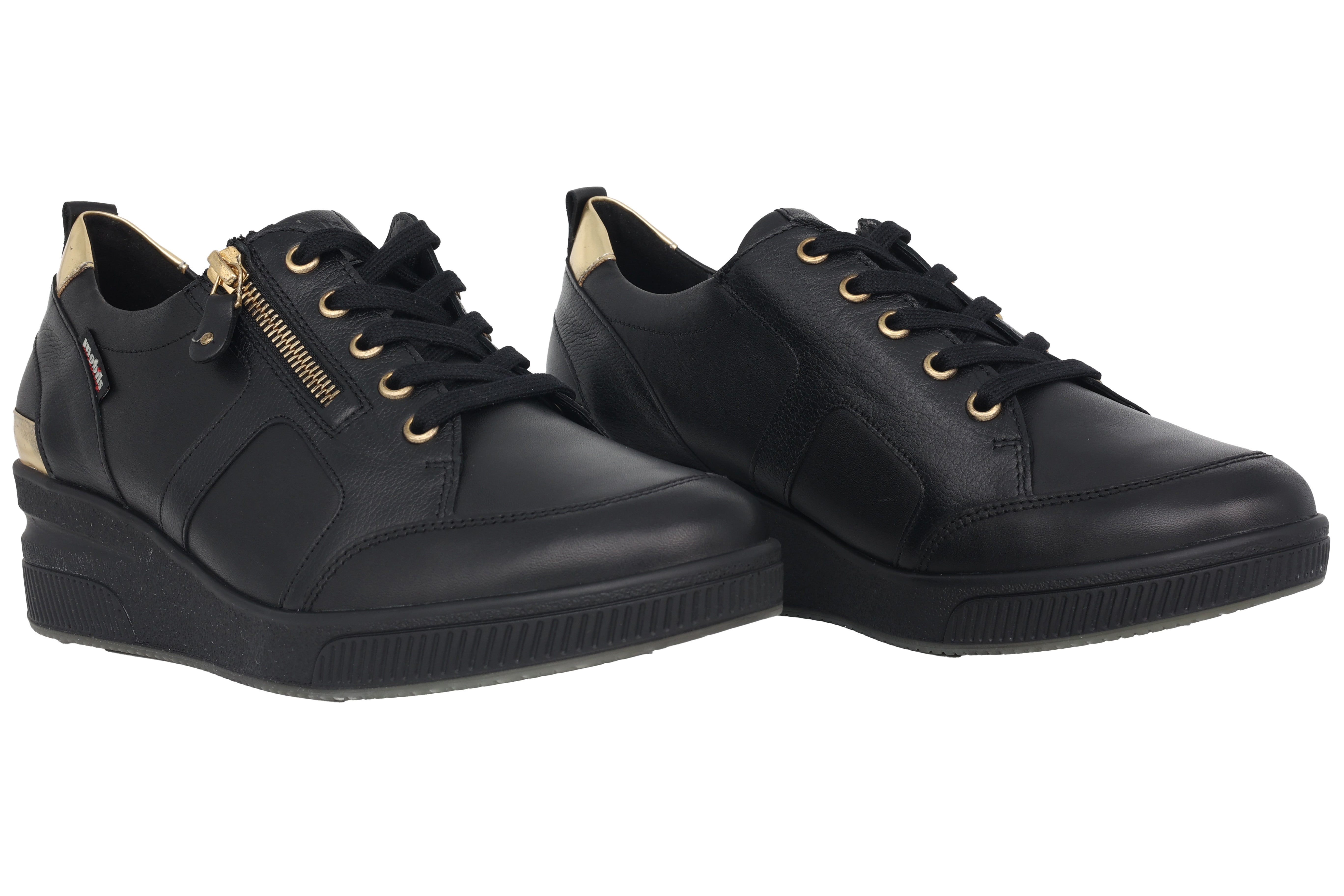 Sneakers con zip e lacci da donna 'Trudie' a vestibilità ampia (H) - Nero