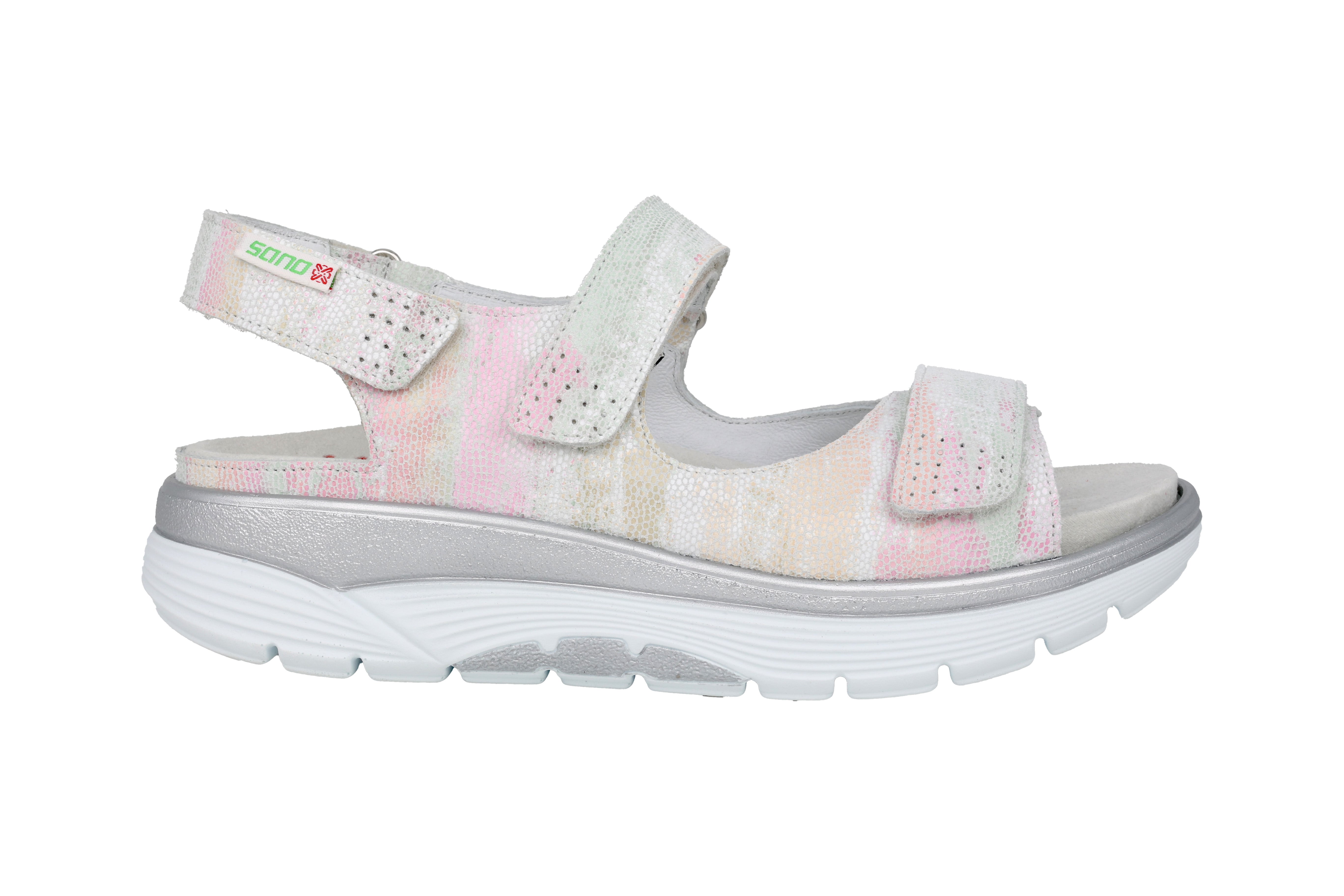 'Norine' women's rolling sandal - white mix