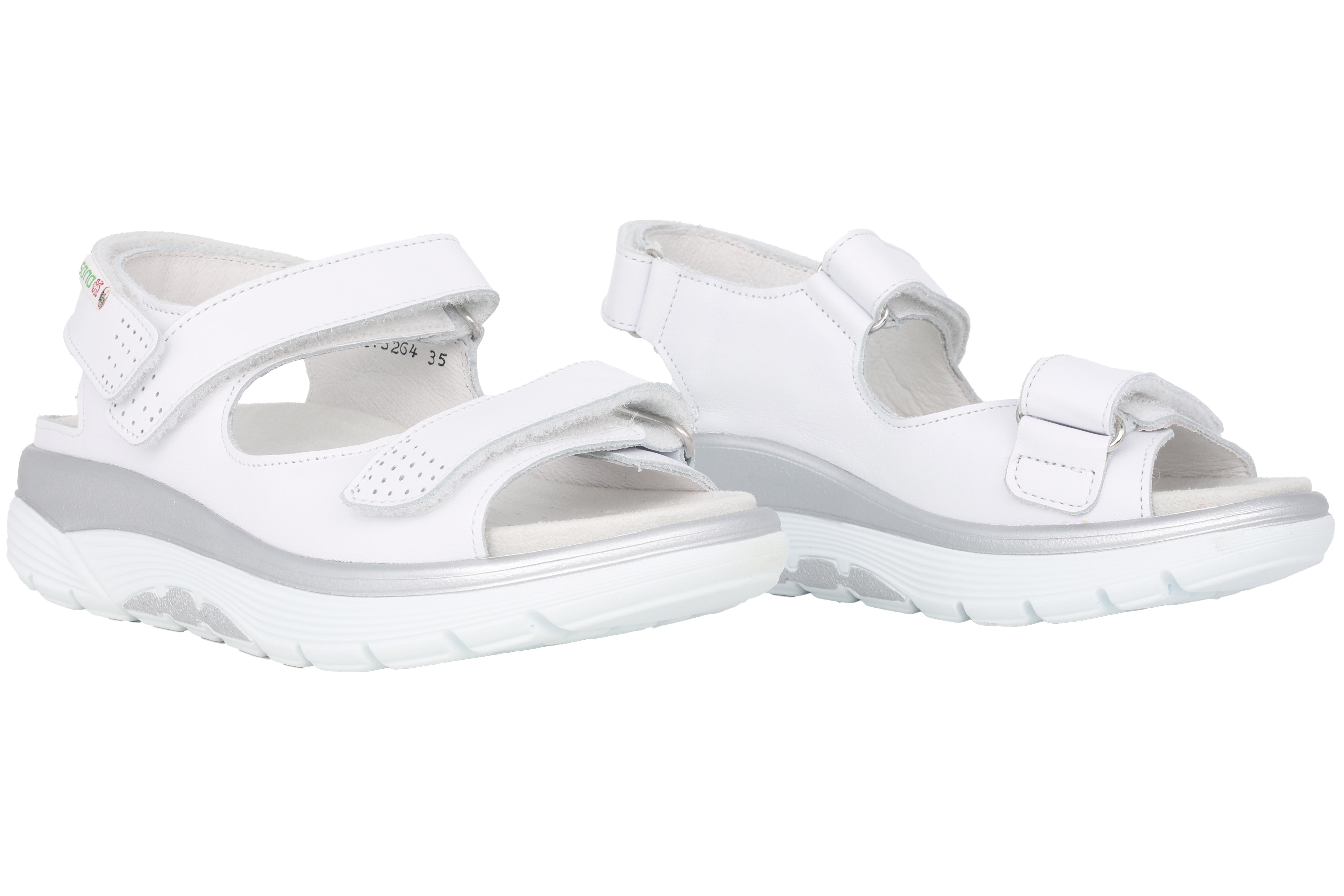 'Norine' rollende damessandaal met brede pasvorm (H) - wit