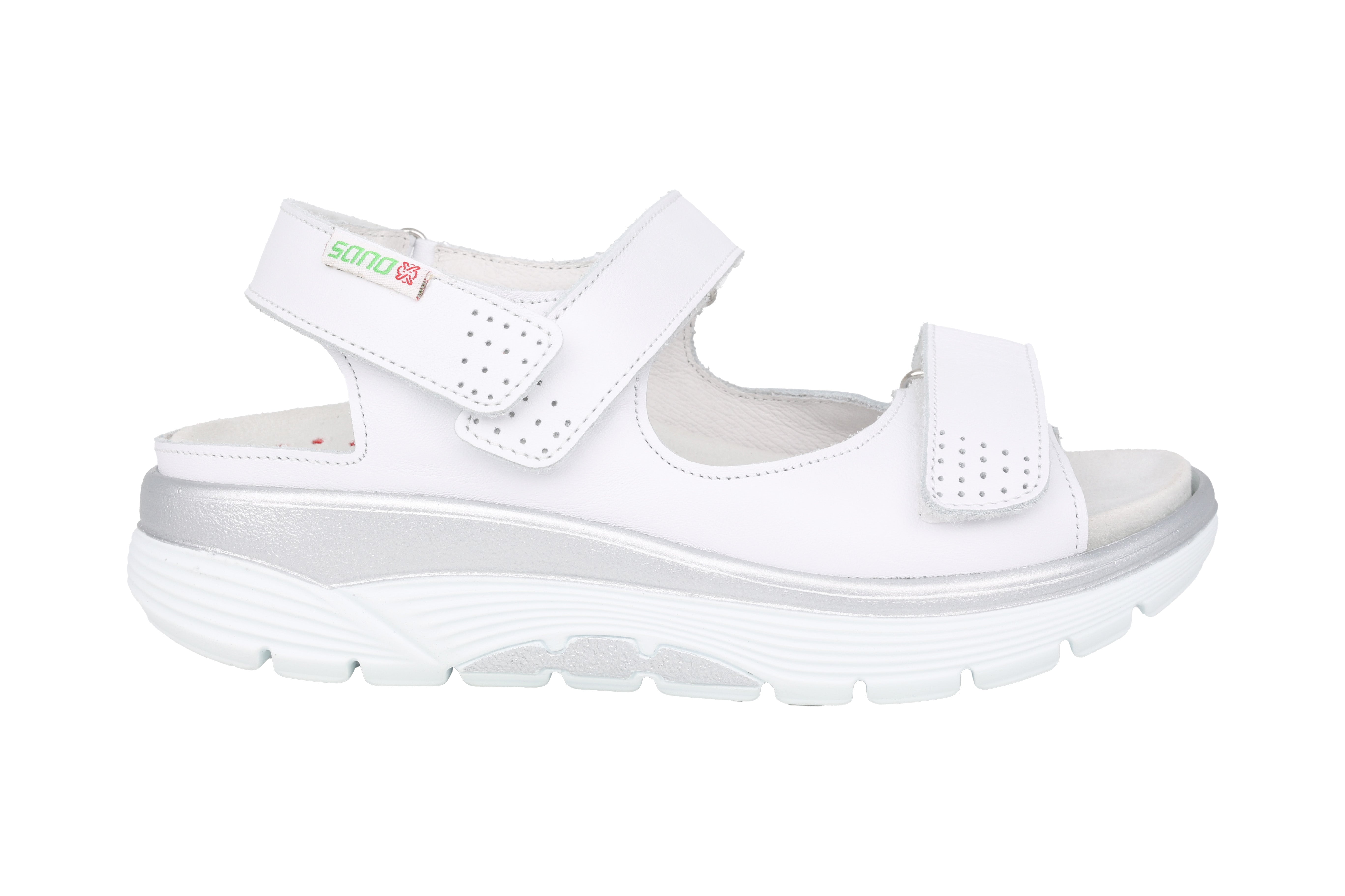 'Norine' rollende damessandaal met brede pasvorm (H) - wit