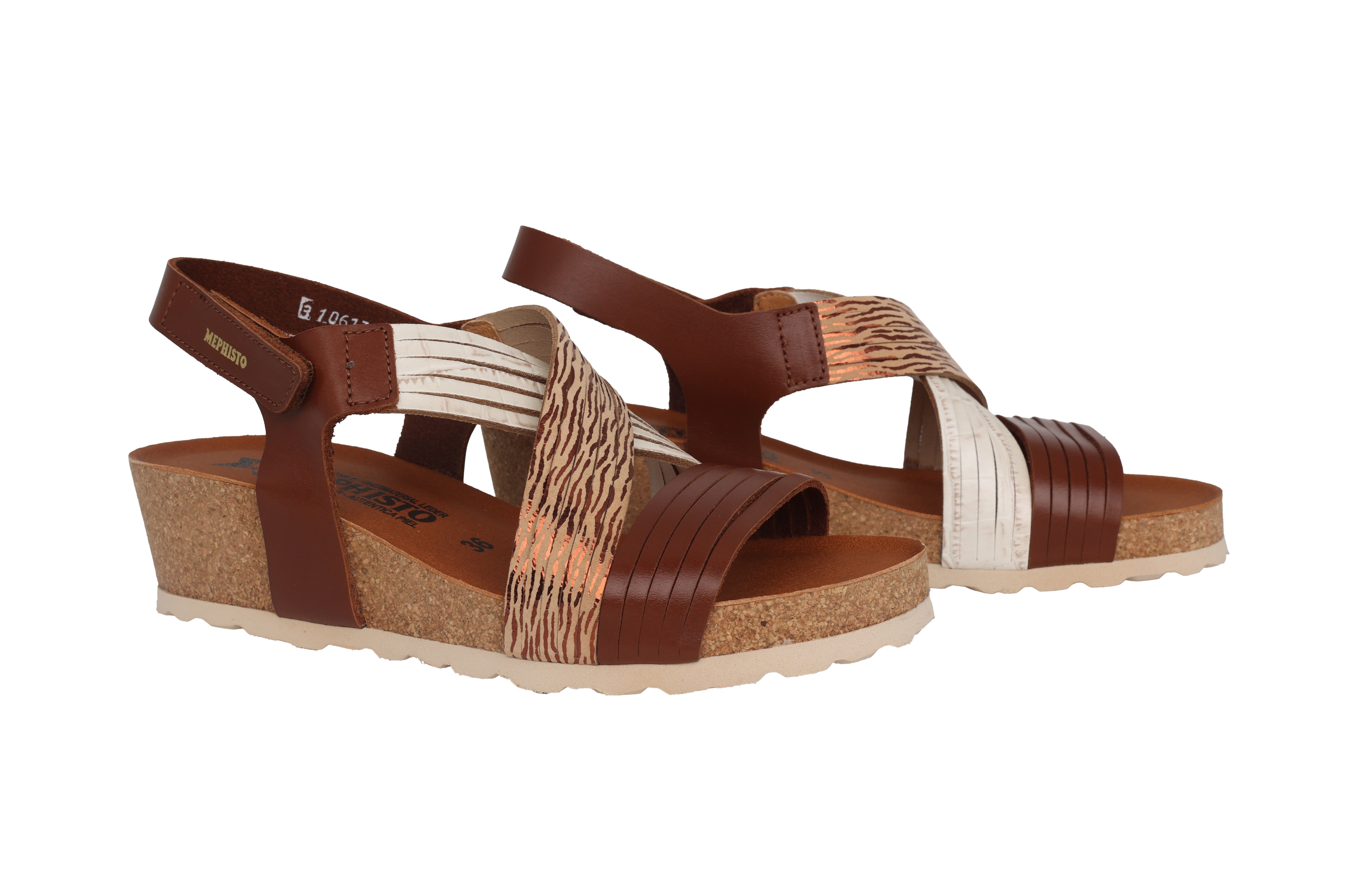 'Renza' women's sandal - white brown mix