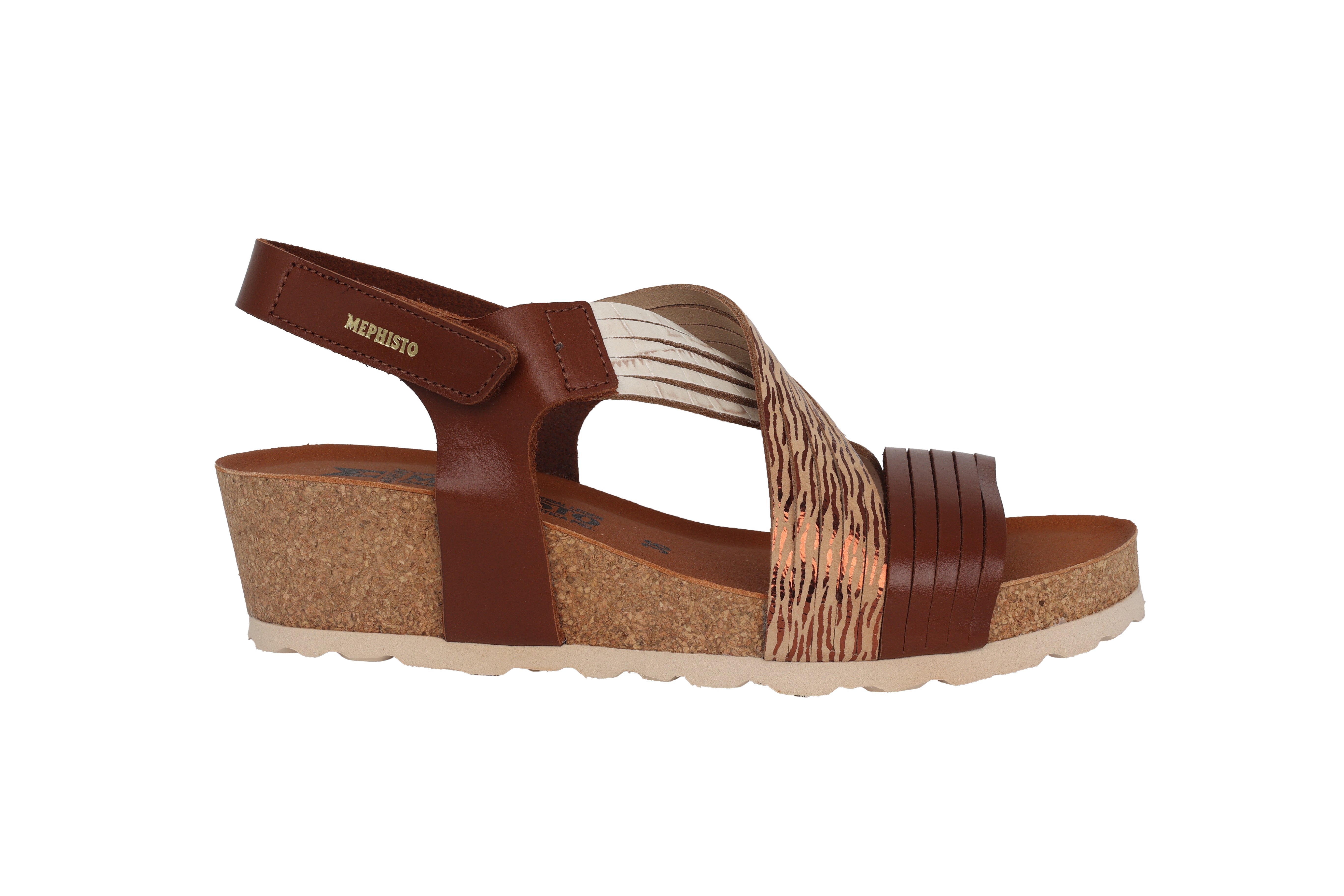 'Renza' women's sandal - white brown mix