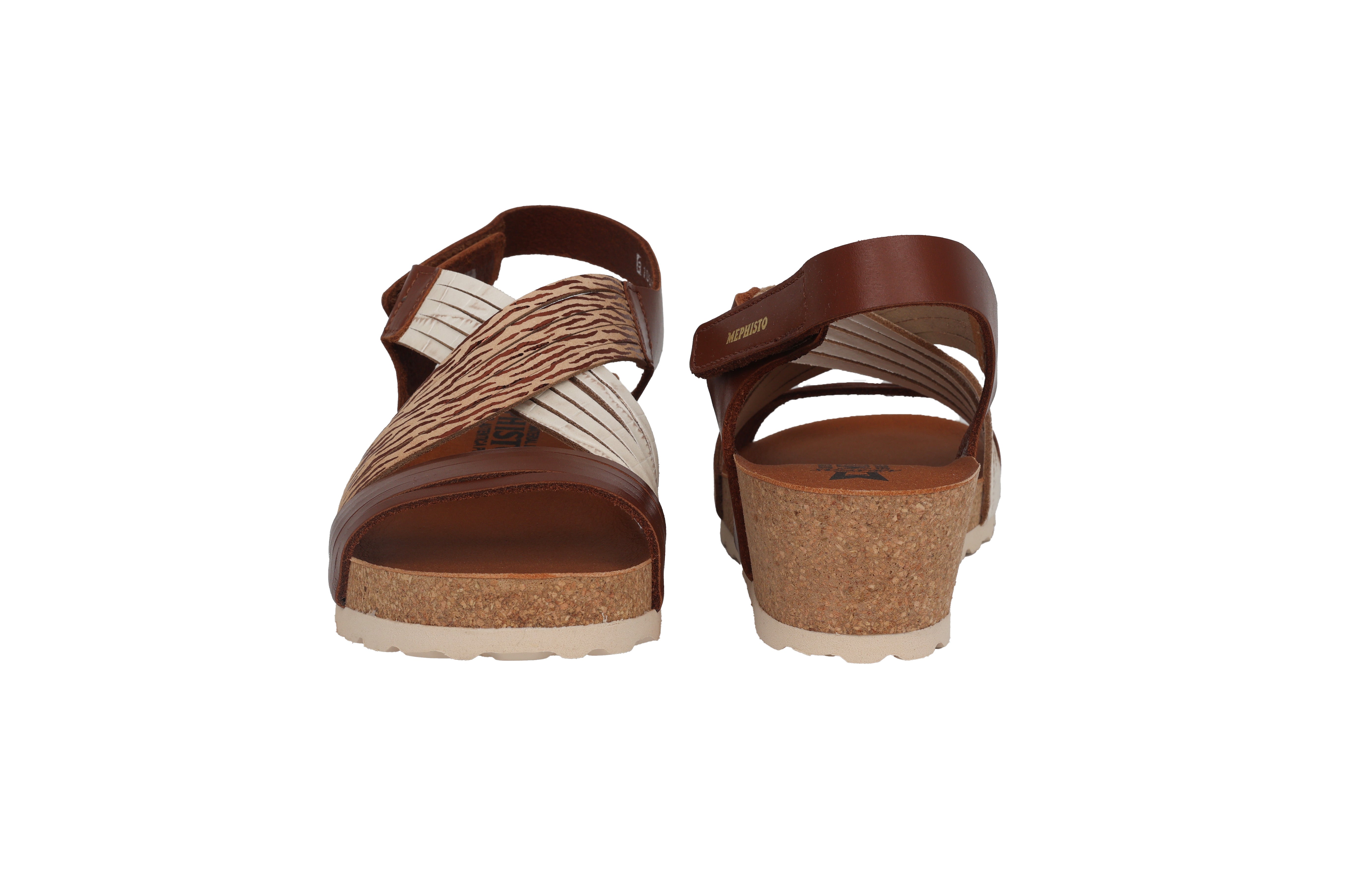 'Renza' women's sandal - white brown mix