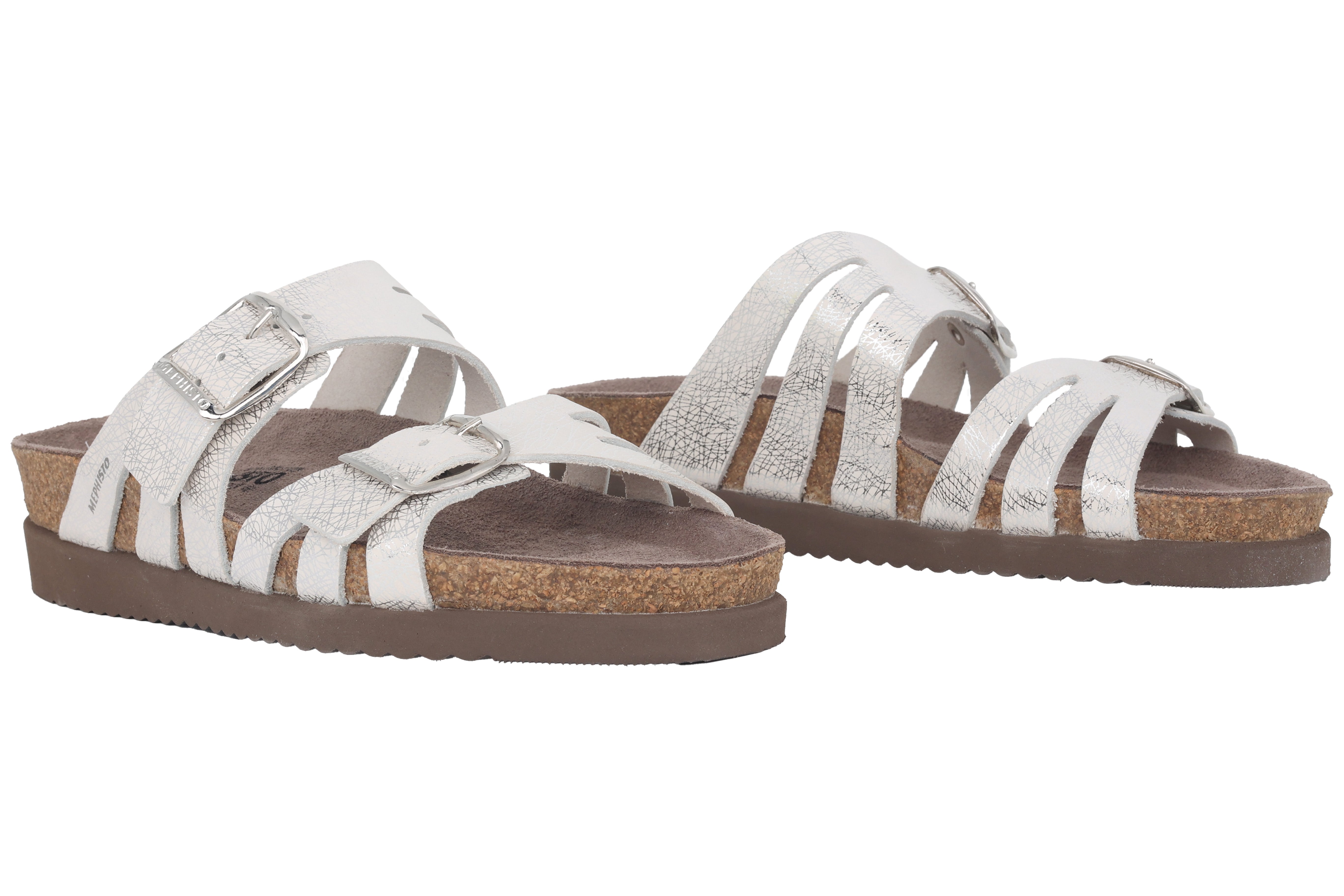 Damskie sandały ortopedyczne z podwójnym paskiem 'Helisa' - srebrne