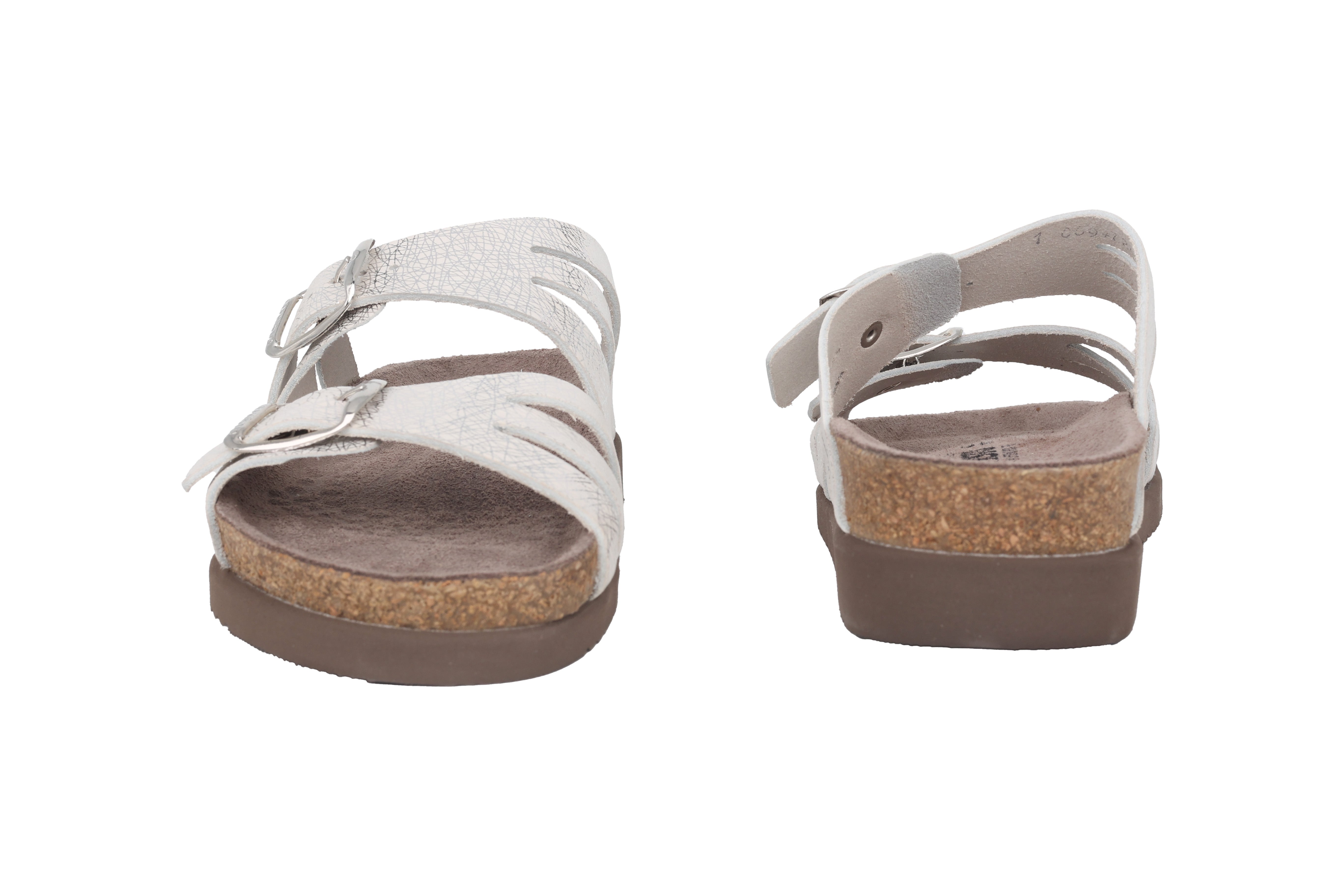 Damskie sandały ortopedyczne z podwójnym paskiem 'Helisa' - srebrne