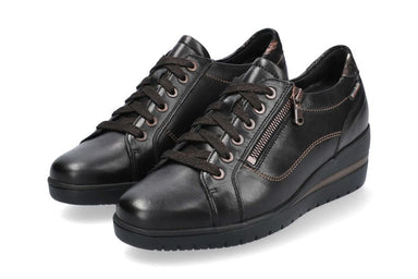'Patsy' Zapatilla deportiva ergonómica de mujer con cordones (H) y cremallera - Negro - Chaplinshoes'Patsy' Zapatilla ergonómica de mujer de corte ancho (H) con cordones y cremallera - NegroMephisto
