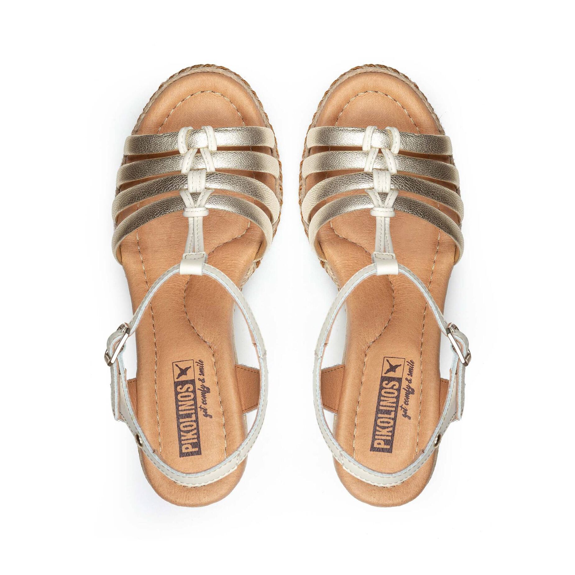 'Ronda' sandalia con cuña para mujer - dorado