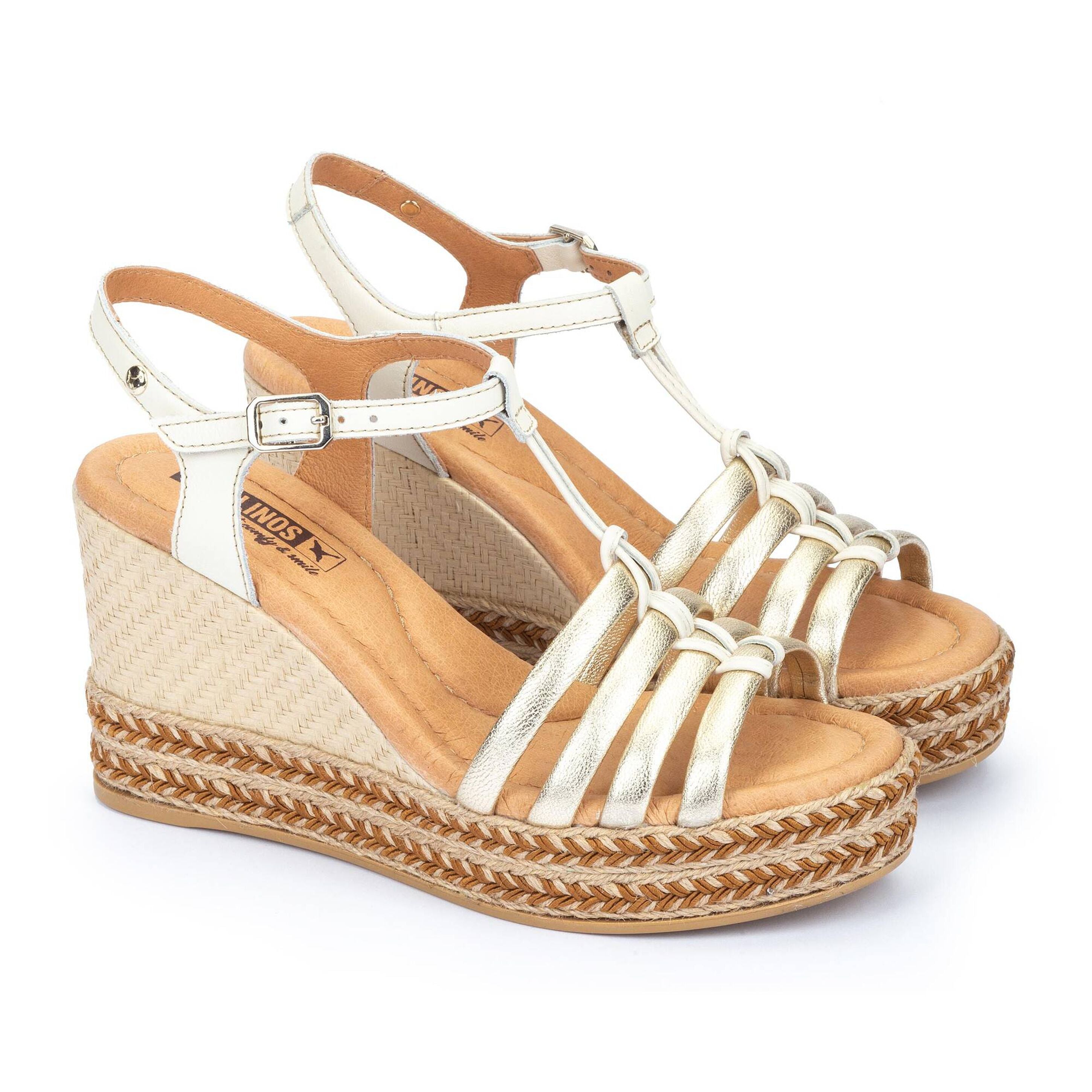 'Ronda' sandalia con cuña para mujer - dorado