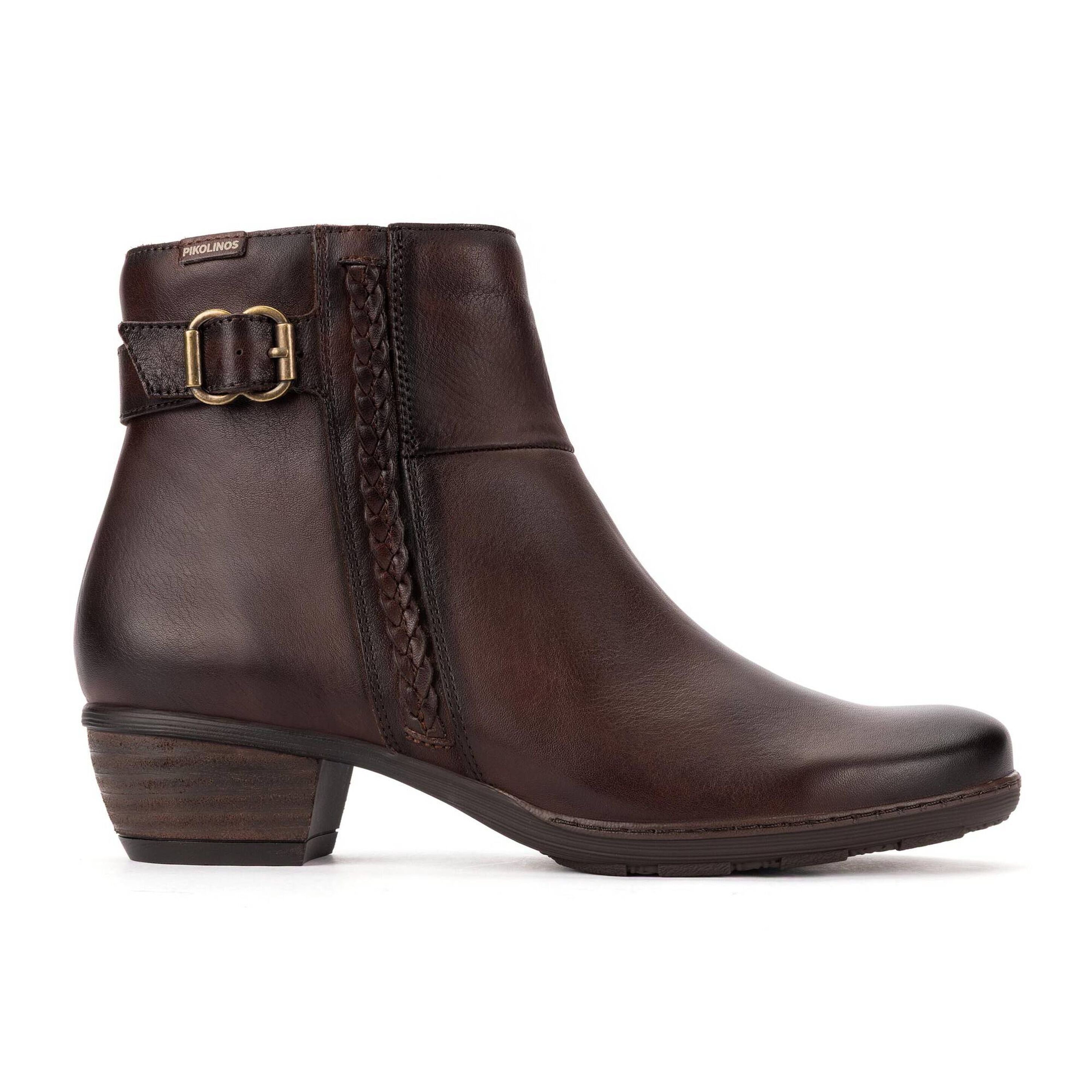 'Utiel' women's leather ankle boot - dark brown
