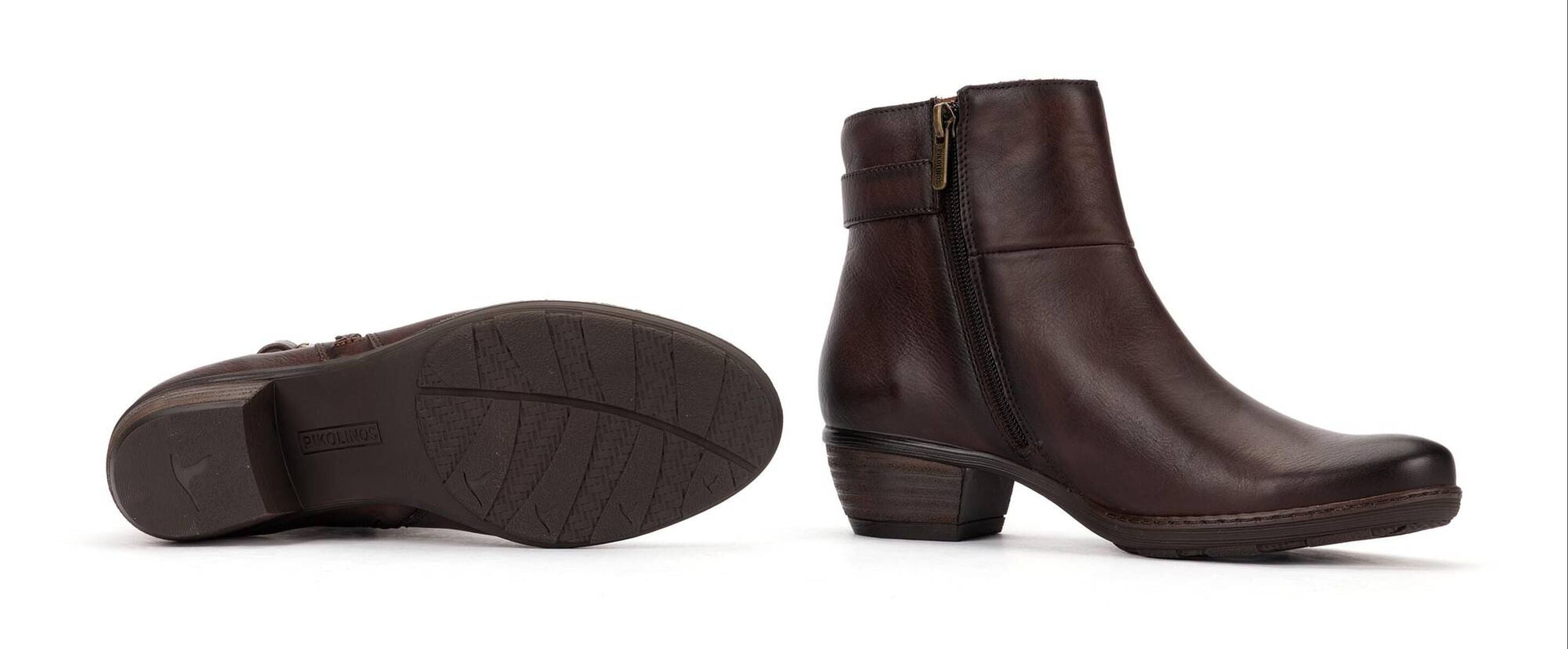 'Utiel' women's leather ankle boot - dark brown