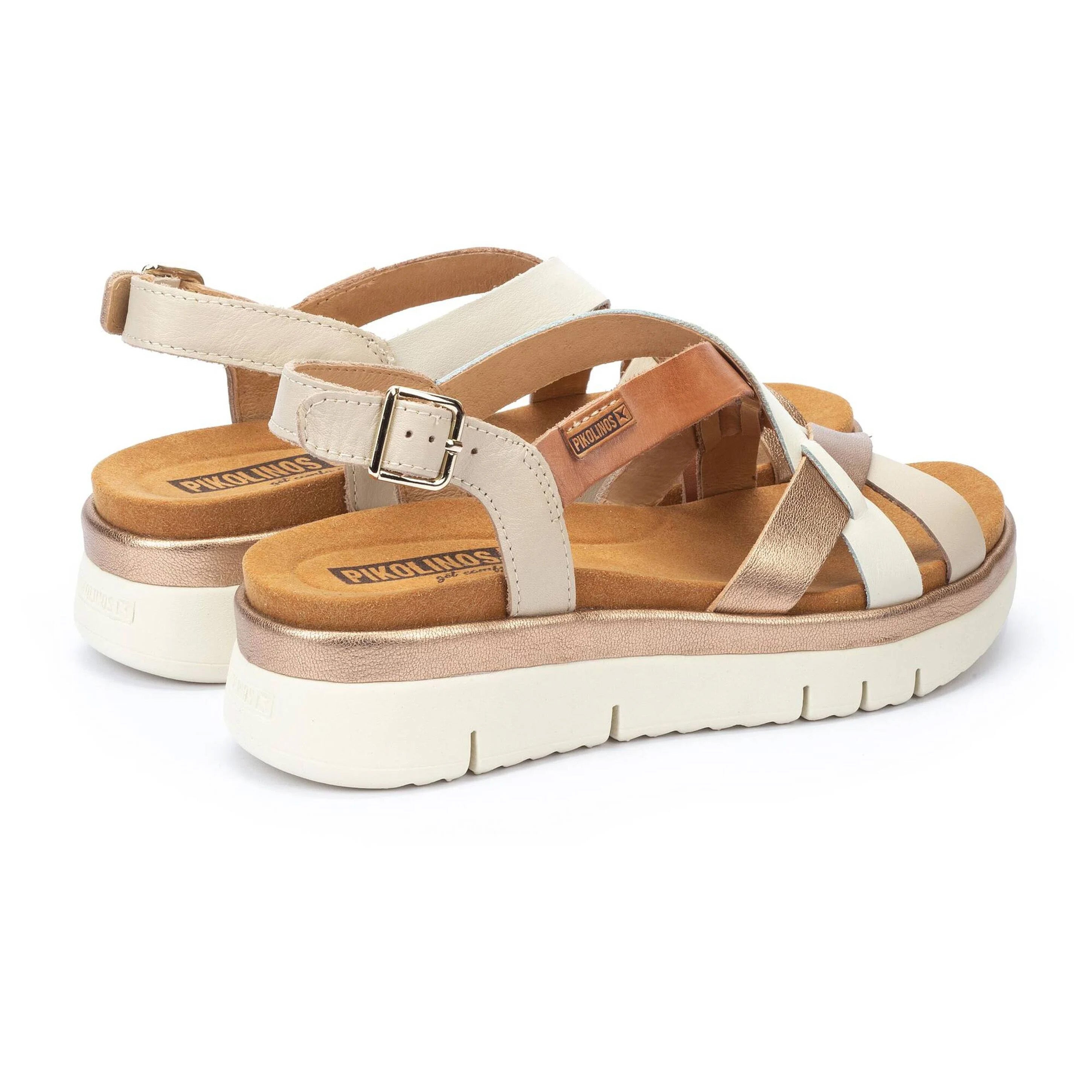 Sandale femme 'Palma' - Mélange marron or blanc