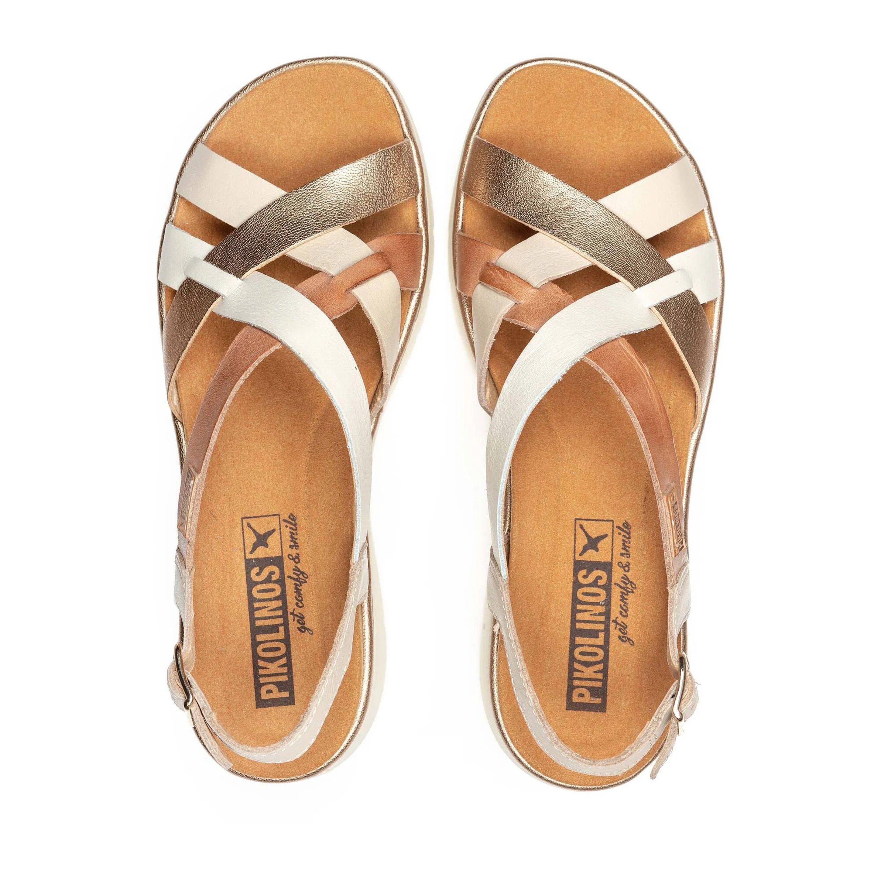Sandale femme 'Palma' - Mélange marron or blanc