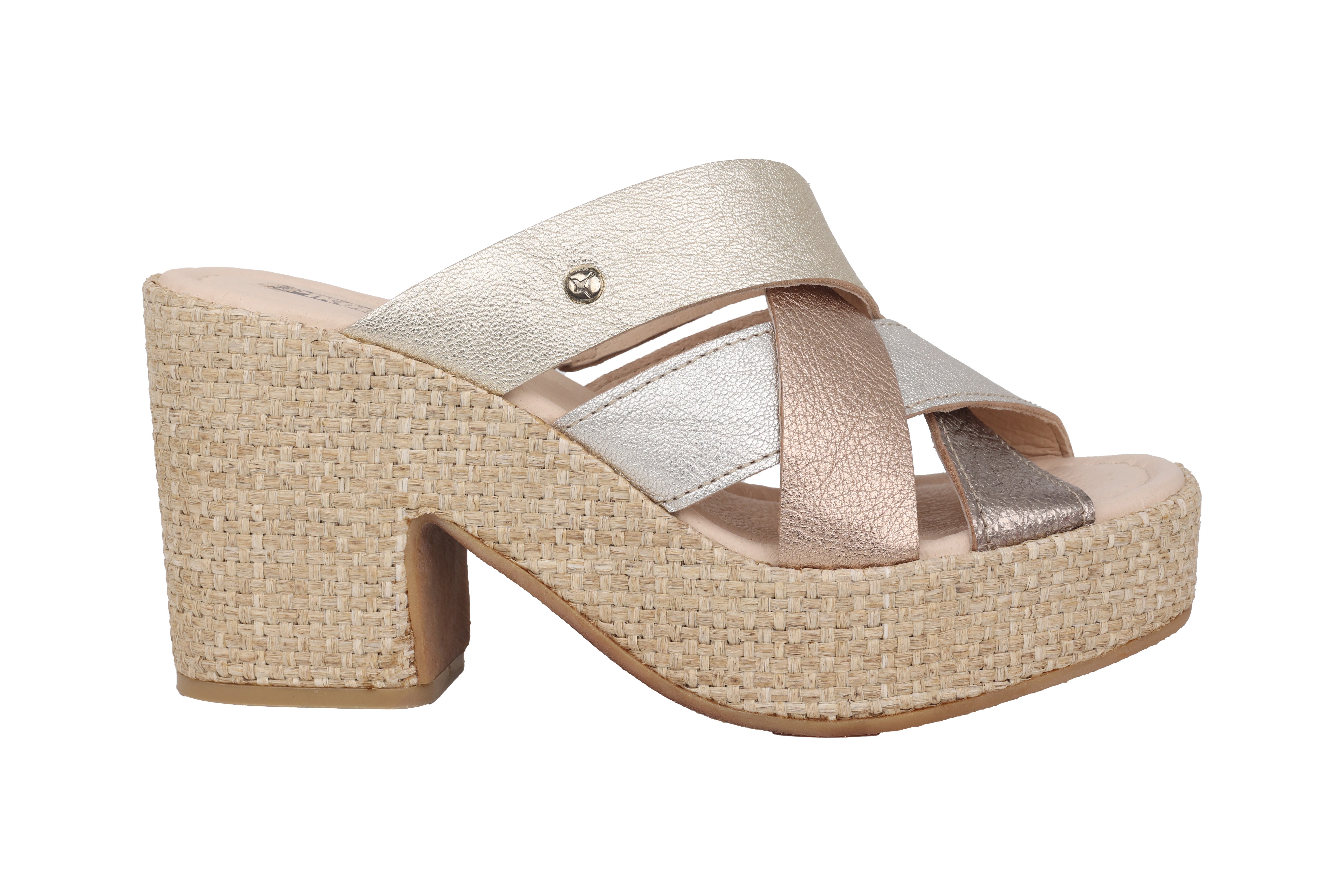 'San Juan' women's sandal - Beige gold mix
