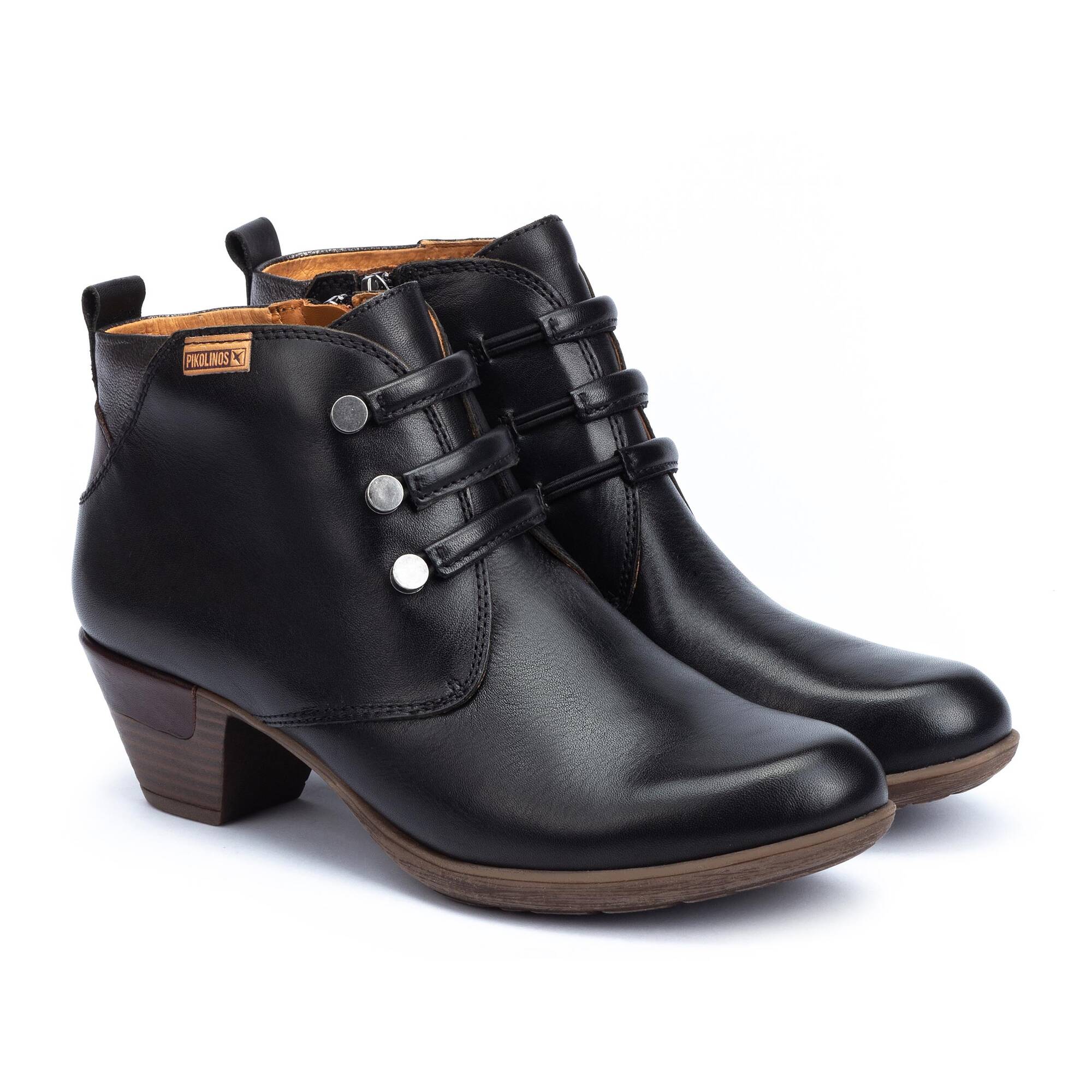 Pikolinos Rotterdam Women's Black Leather Ankle Boots with Zip