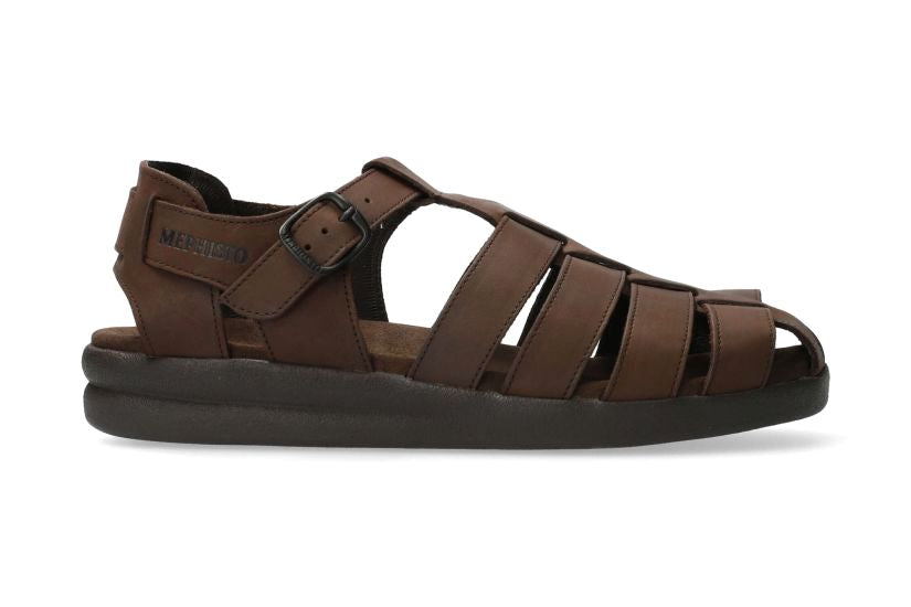 'Sam' men's semi closed sandal - Dark brown