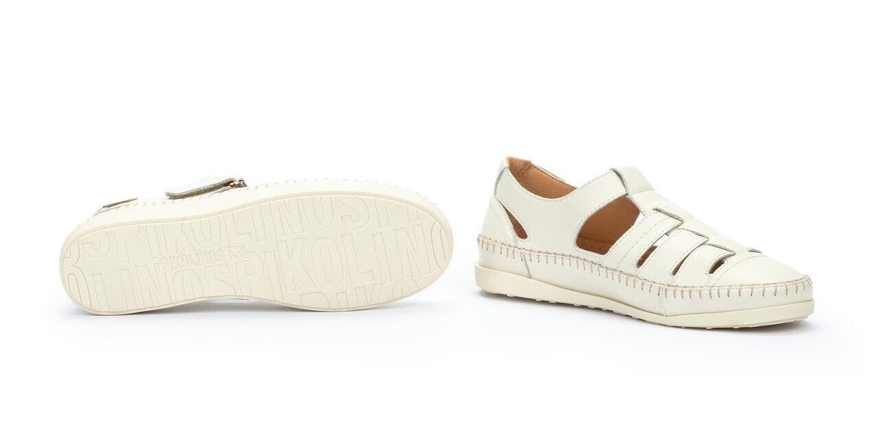 Halboffene Damensandale 'Soller' – gebrochenes Weiß