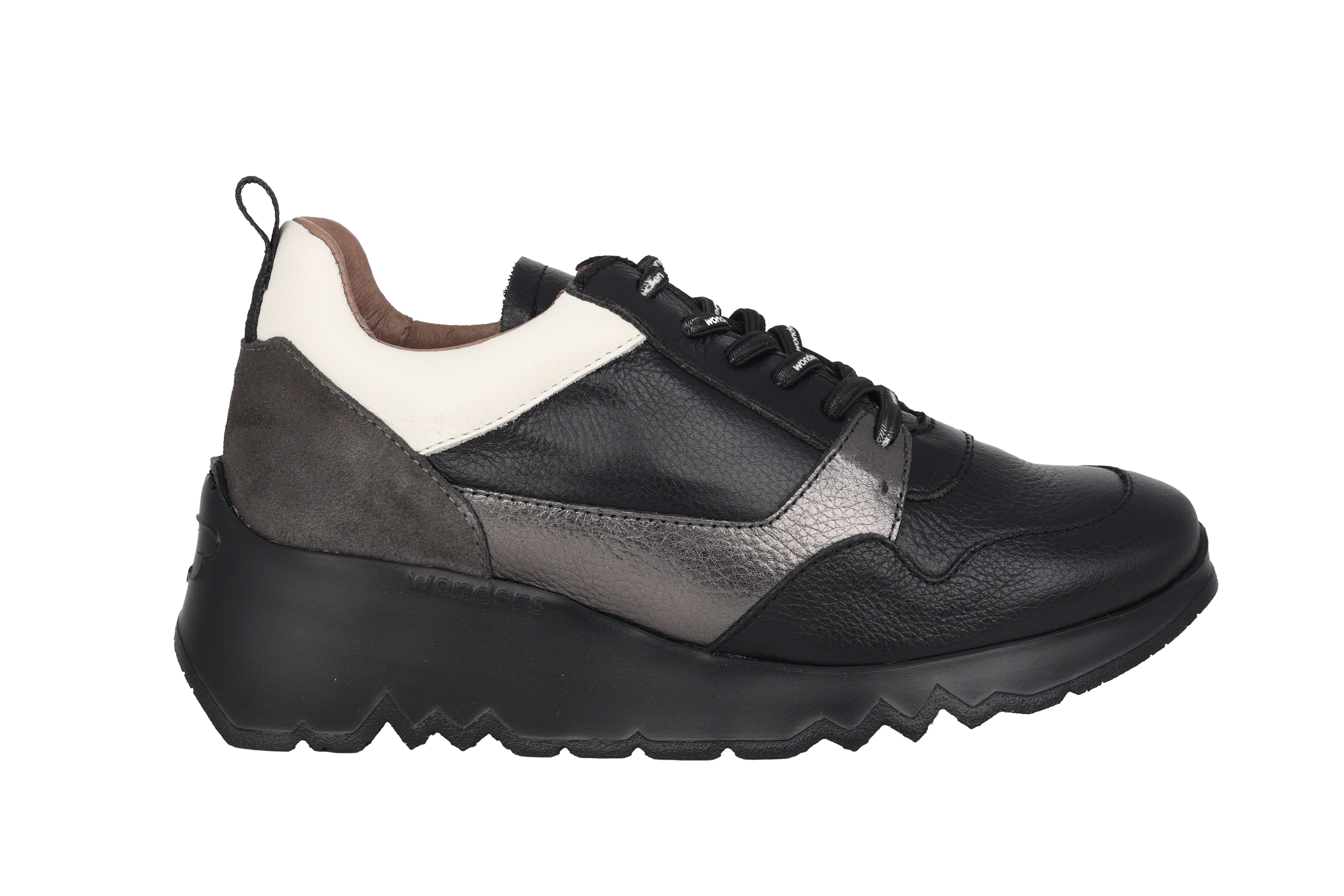 Damessneaker met veters 'Suki' - Zwart mix