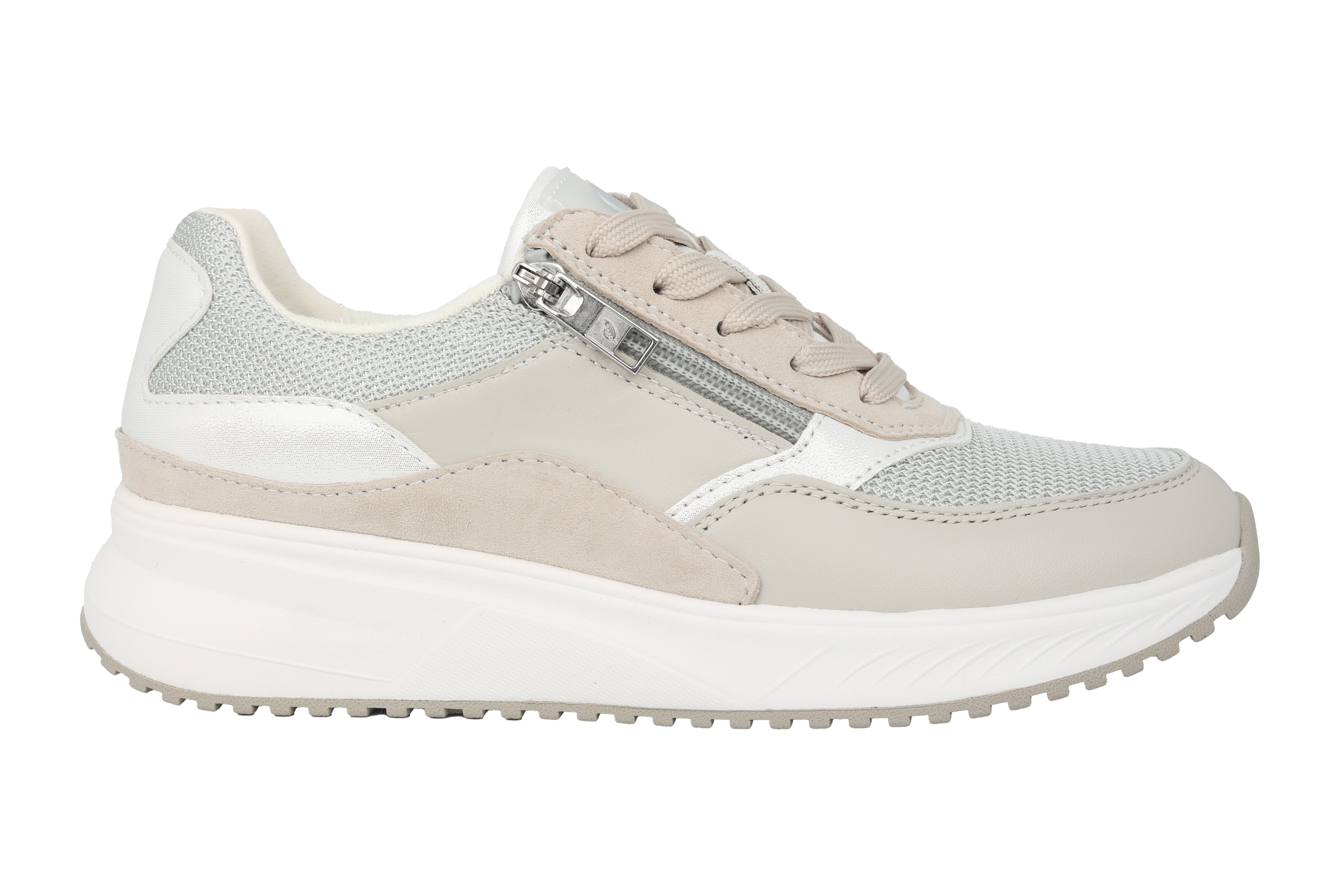 Damessneaker met brede pasvorm (H) 'H-Mara' - grijsbeige mix