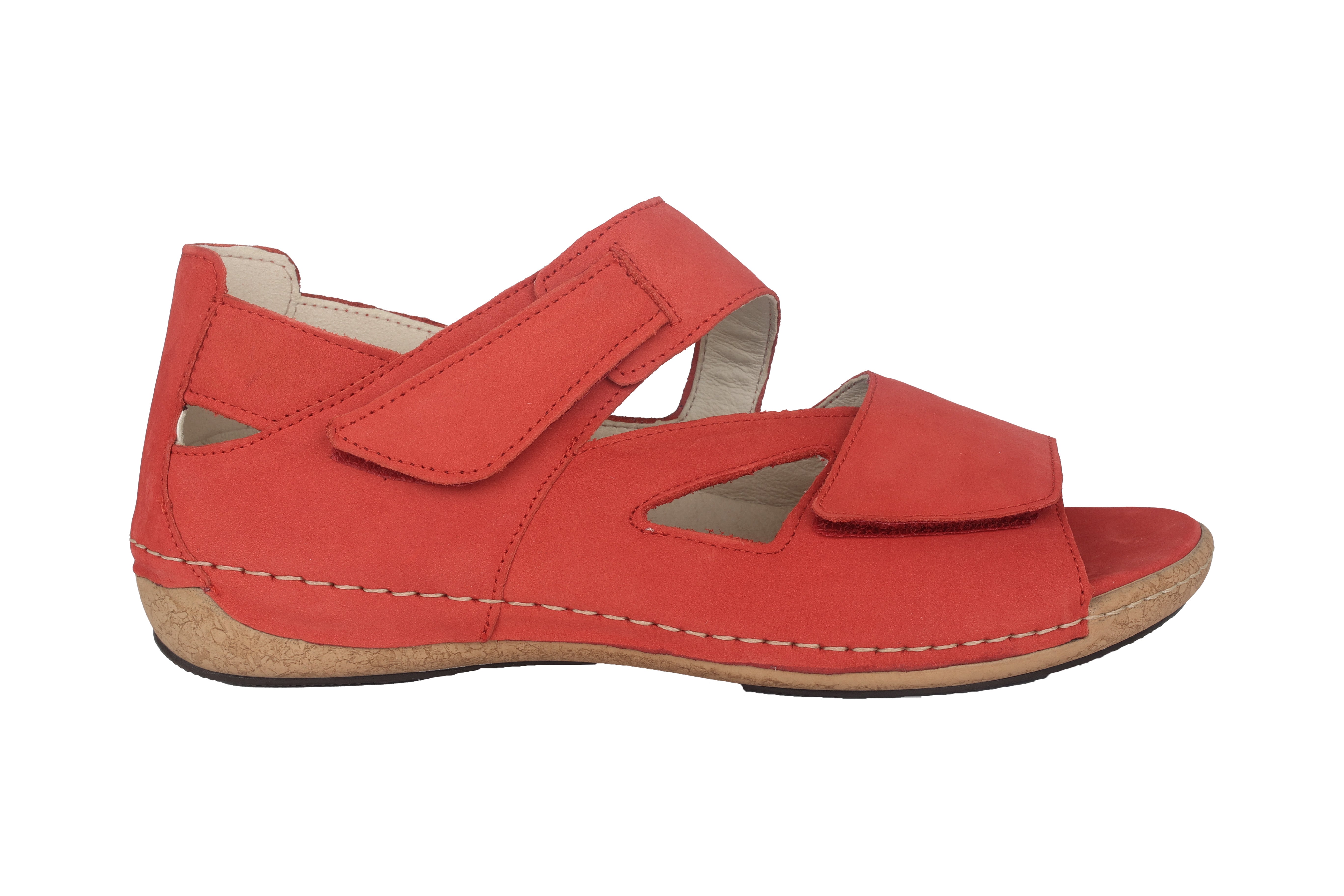 Sandale femme coupe large (H) 'Heliett' - rouge