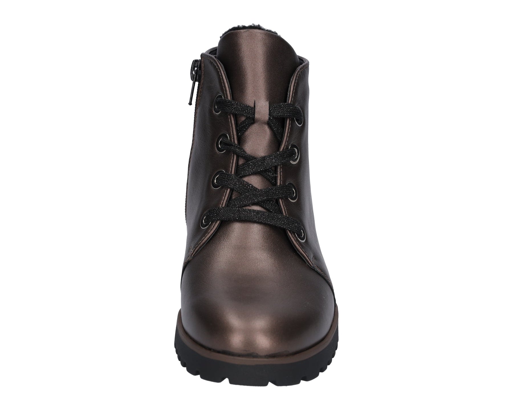Damen-Stiefelette „H-Teresa“ mit weiter Passform (H), Schnürsenkel und Reißverschluss – Grün