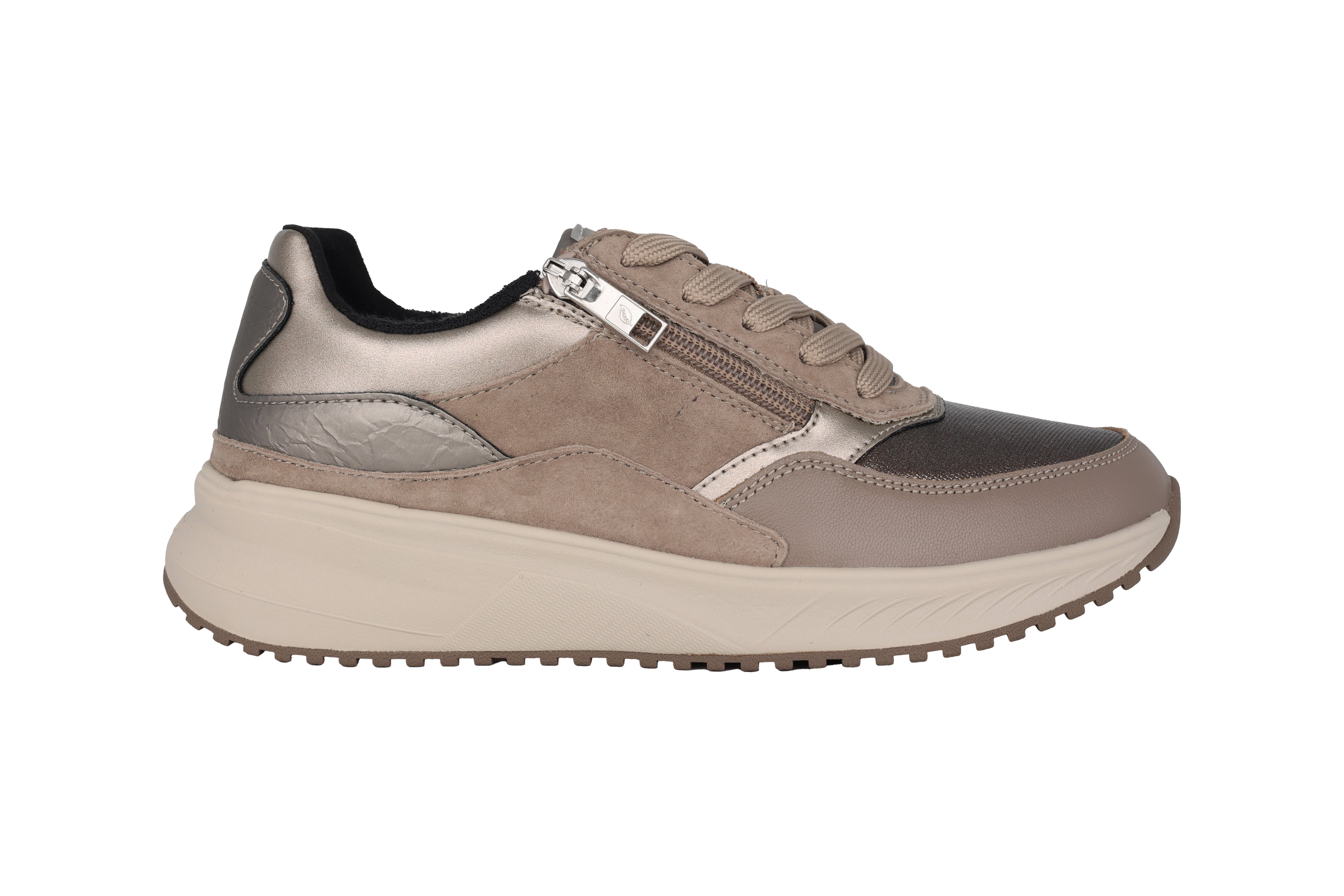 'H-Mara' women's wide fit (H) lace-zip sneaker - taupe