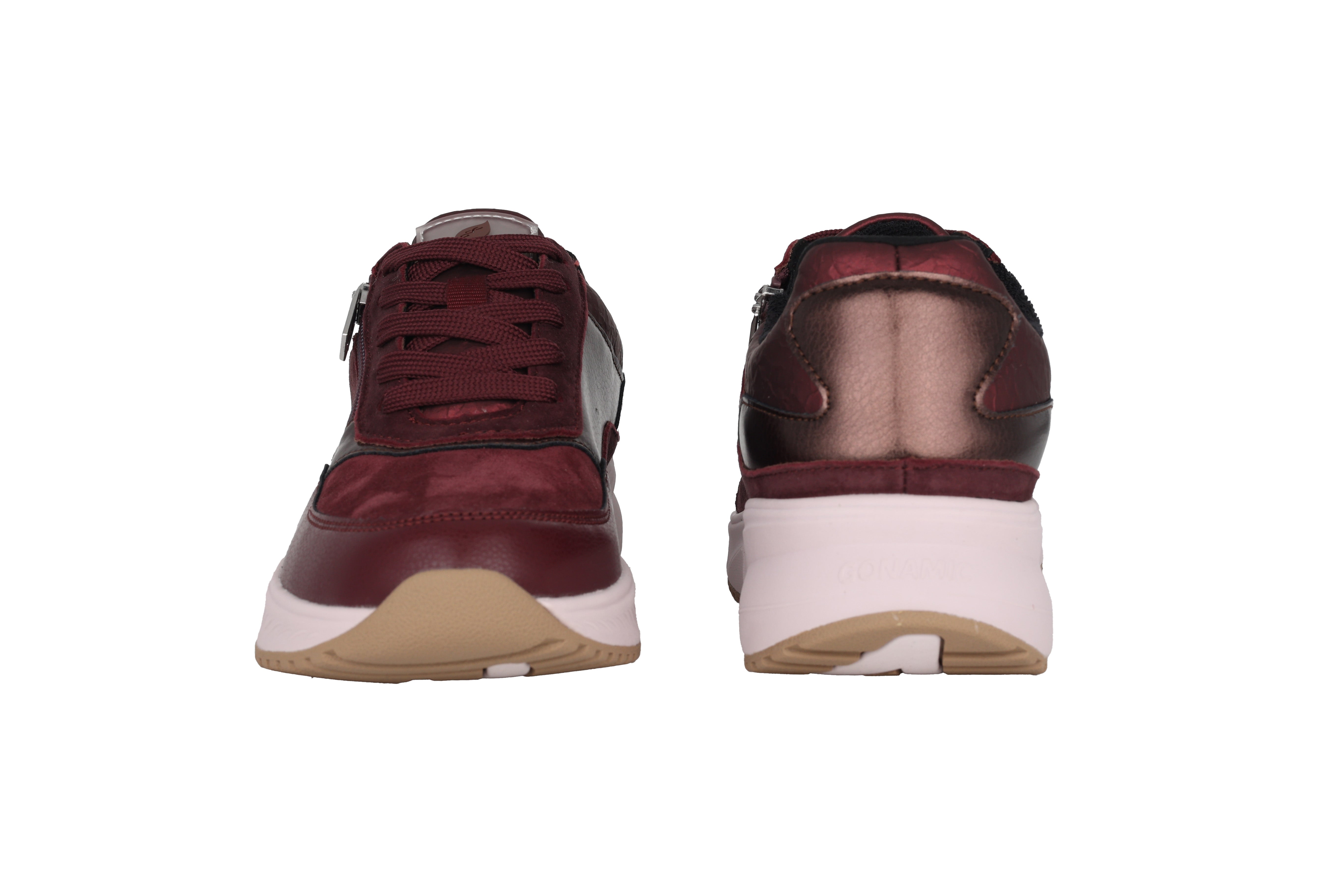 'H-Mara' damessneaker met brede pasvorm (H) en veters met rits - rood