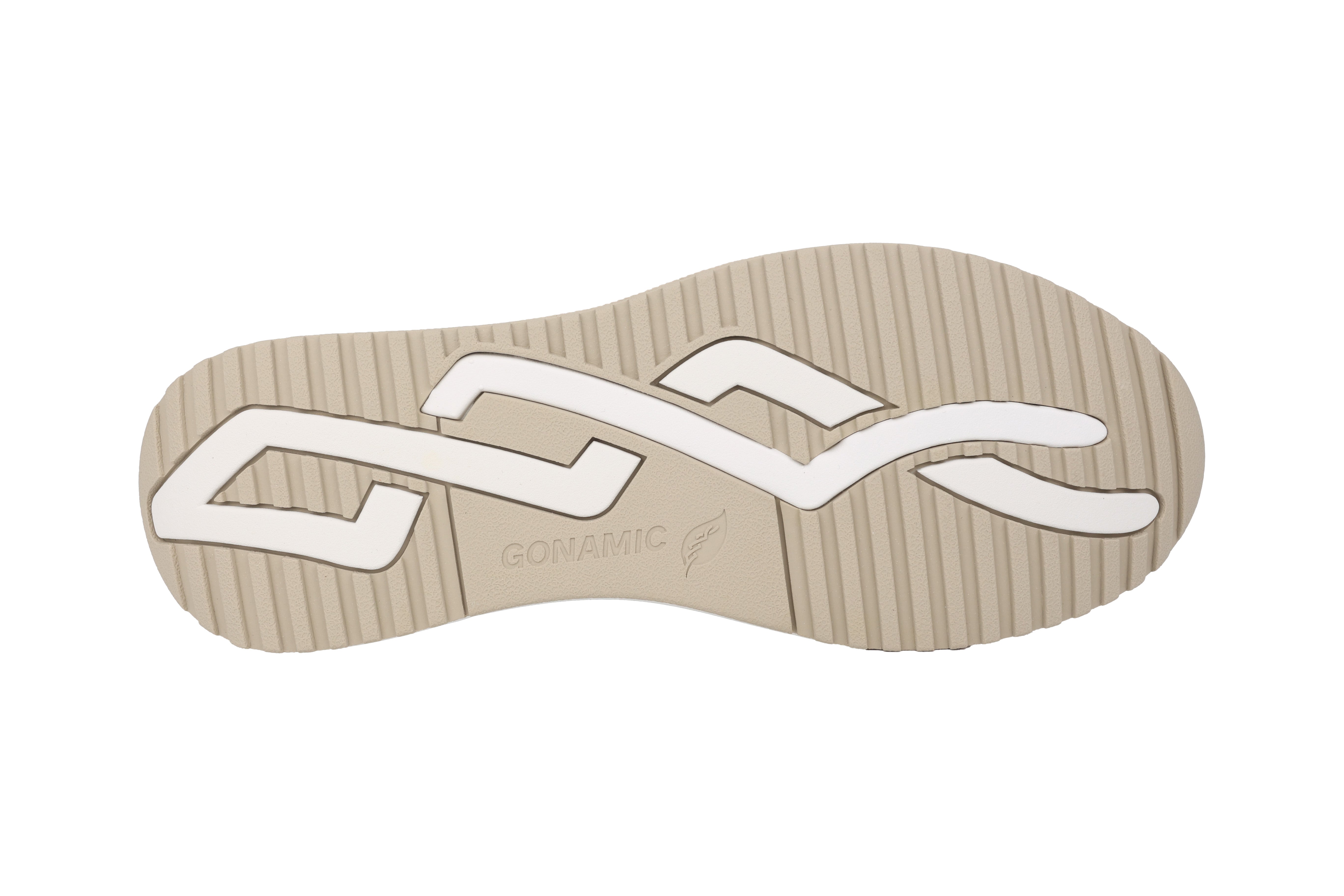 'H-Mara' damessneaker met brede pasvorm (H) en veters met rits - beige