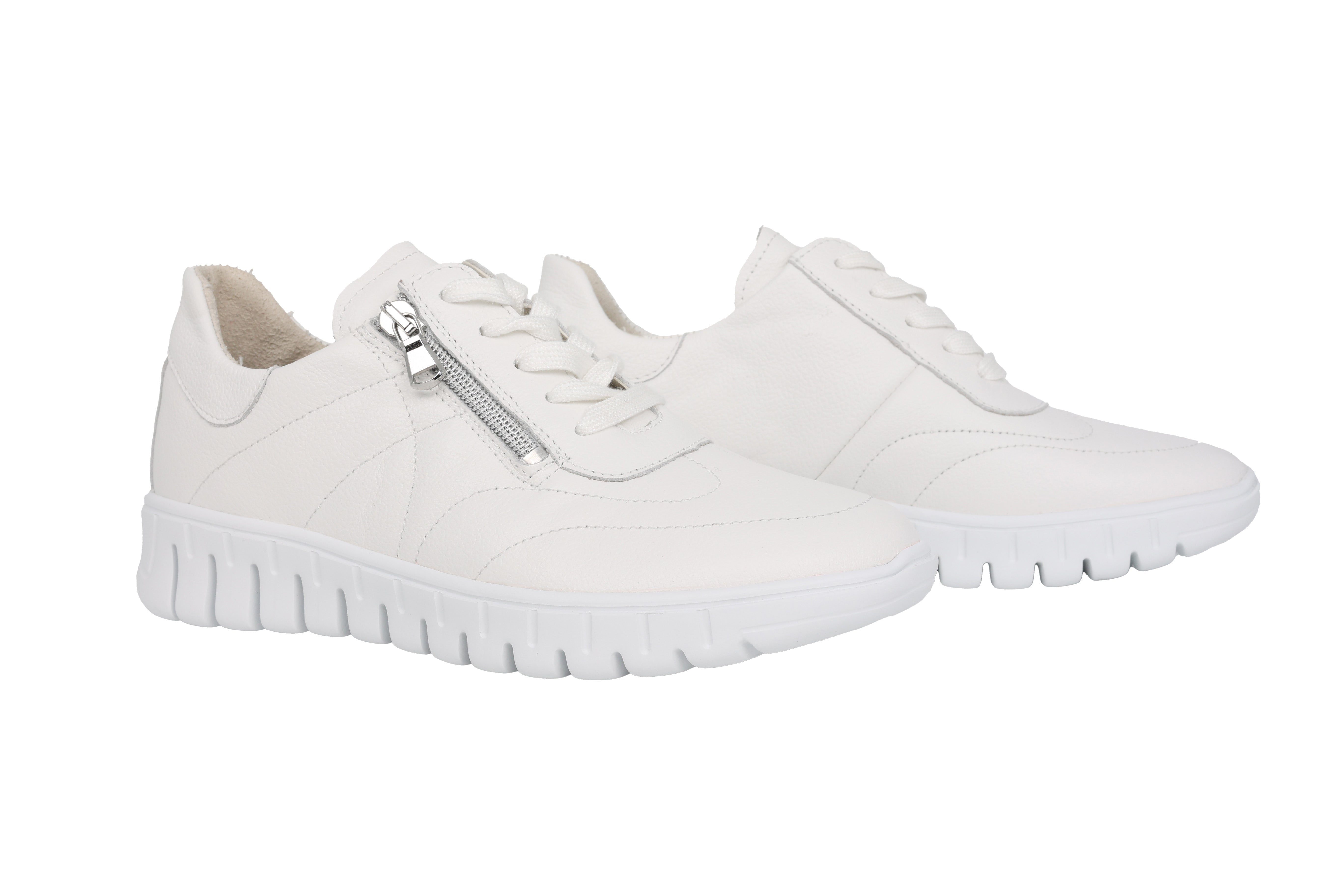 'H-Birdy' women's wide fit (H) lace-zip sneakers - White