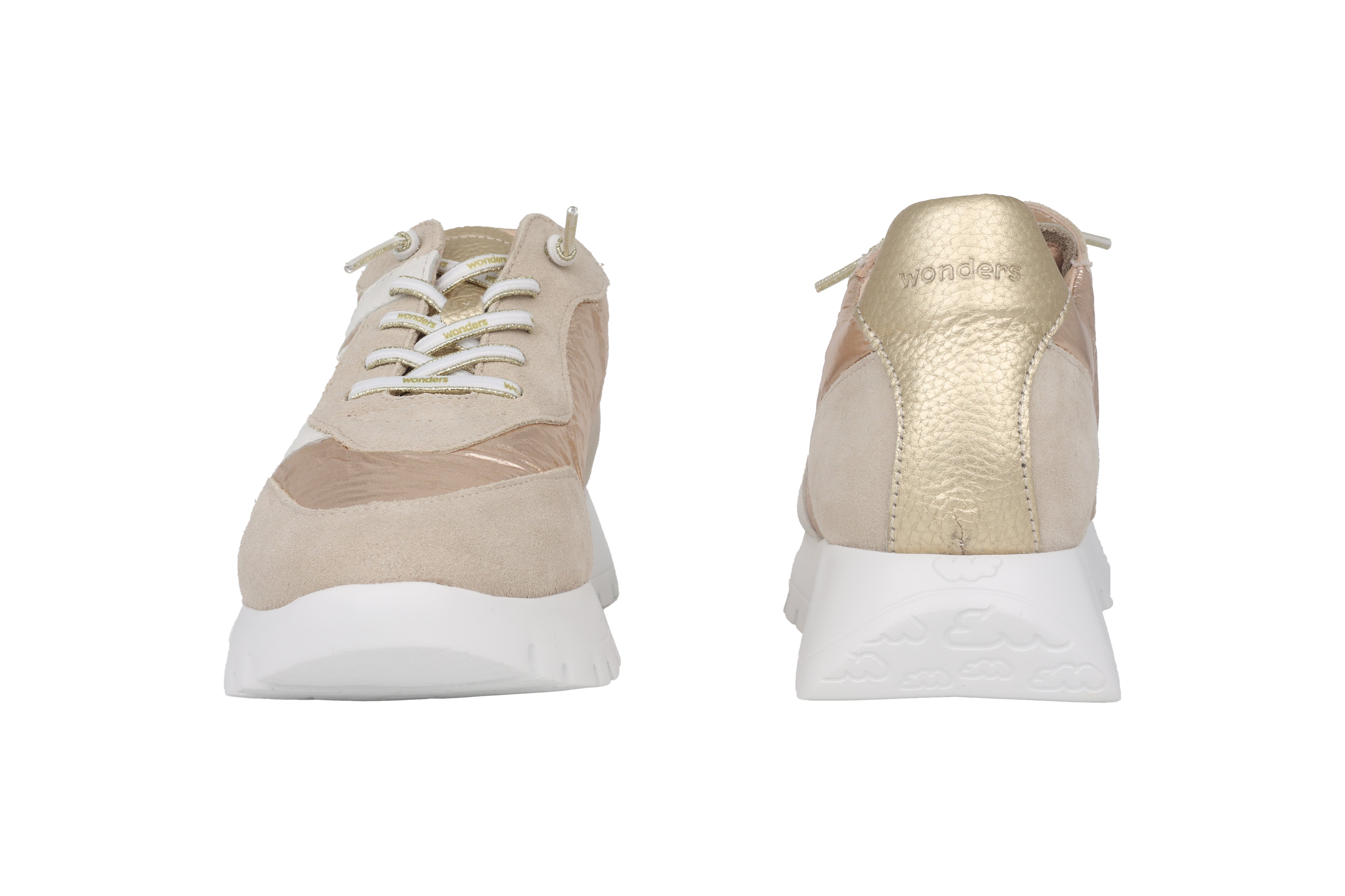 'Oslo' women's lace-up sneaker shoe - beige mix