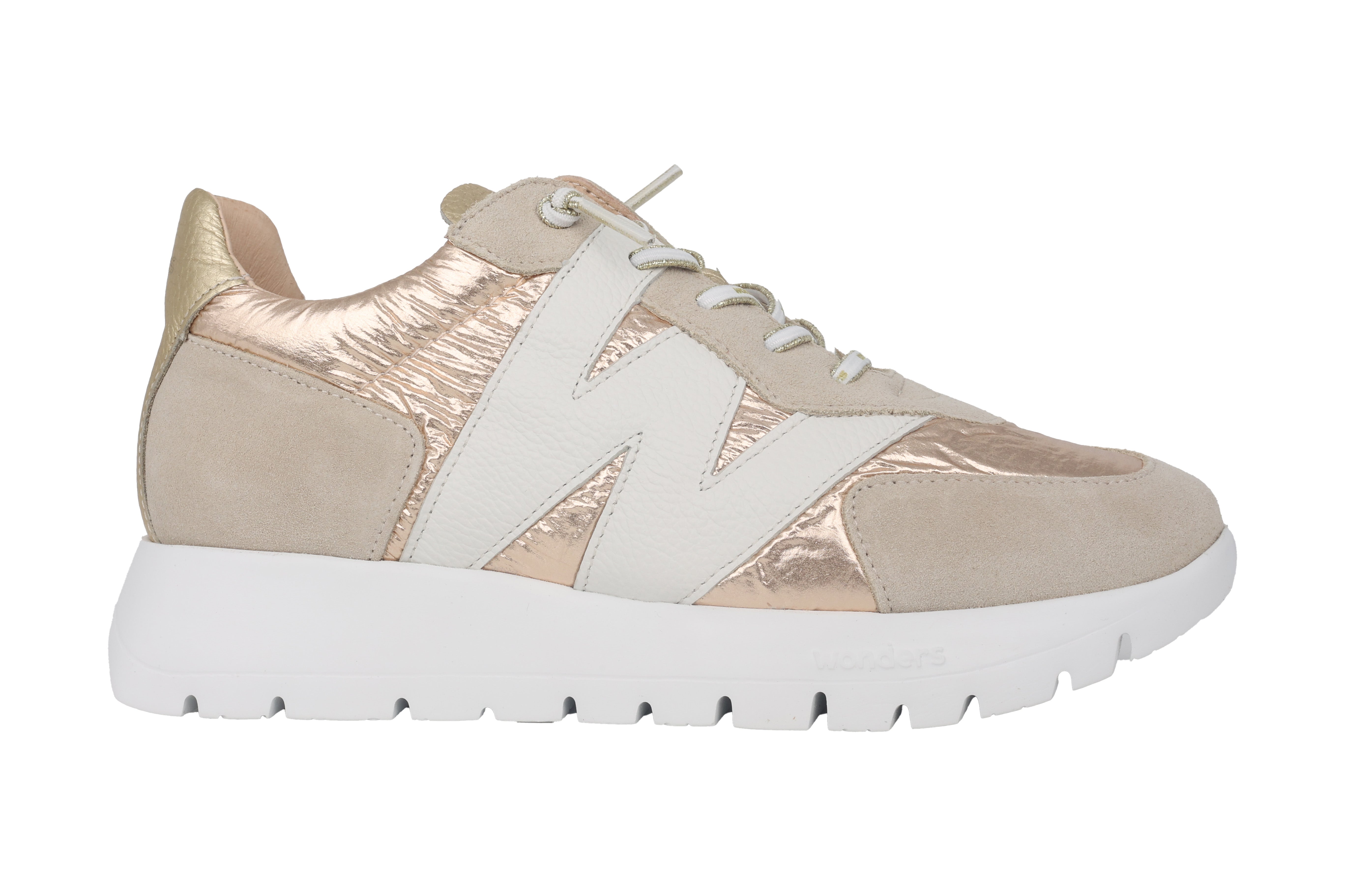 'Oslo' women's lace-up sneaker shoe - beige mix