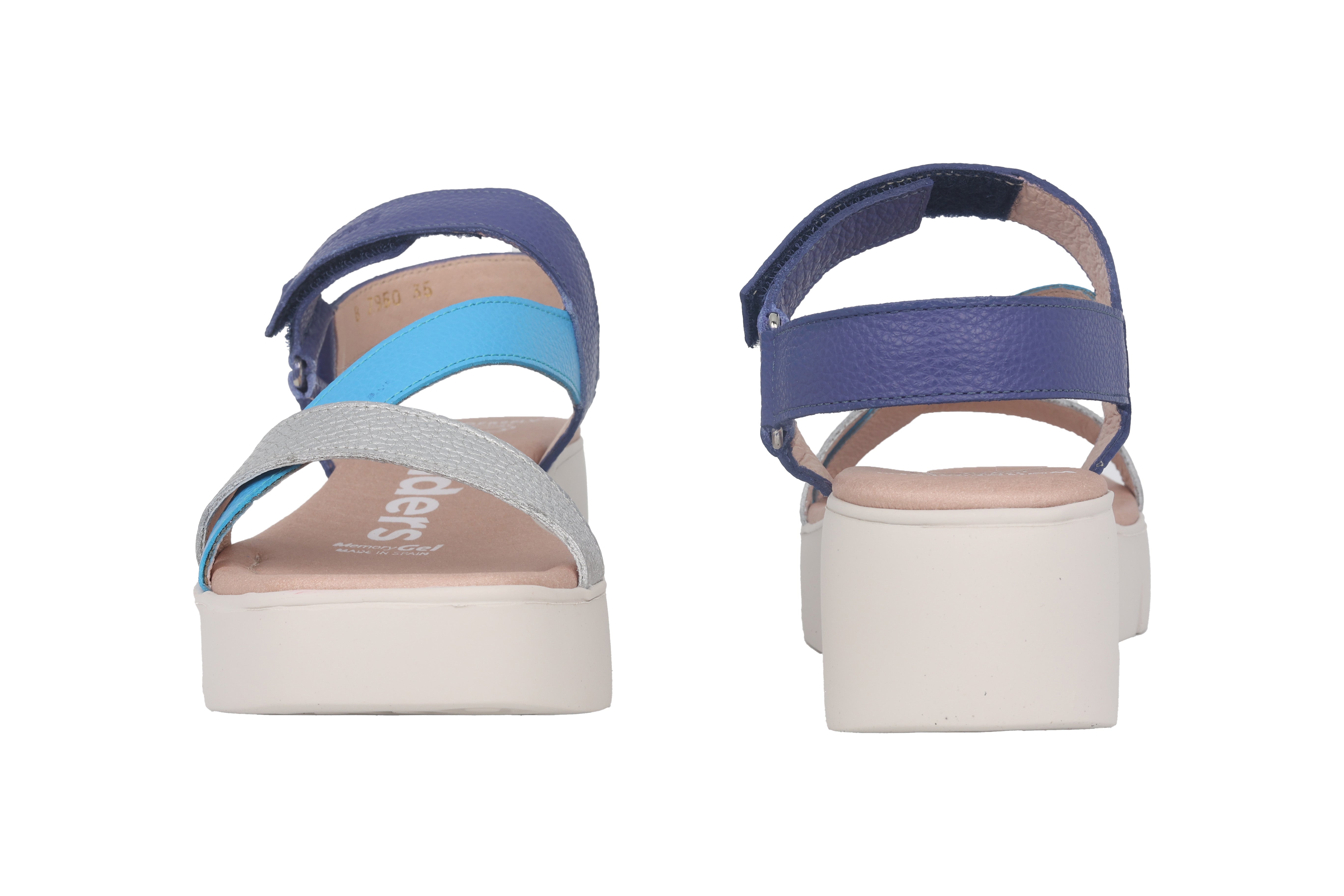 Wonders Pandora women's sandals Blue leather Chaplinshoes