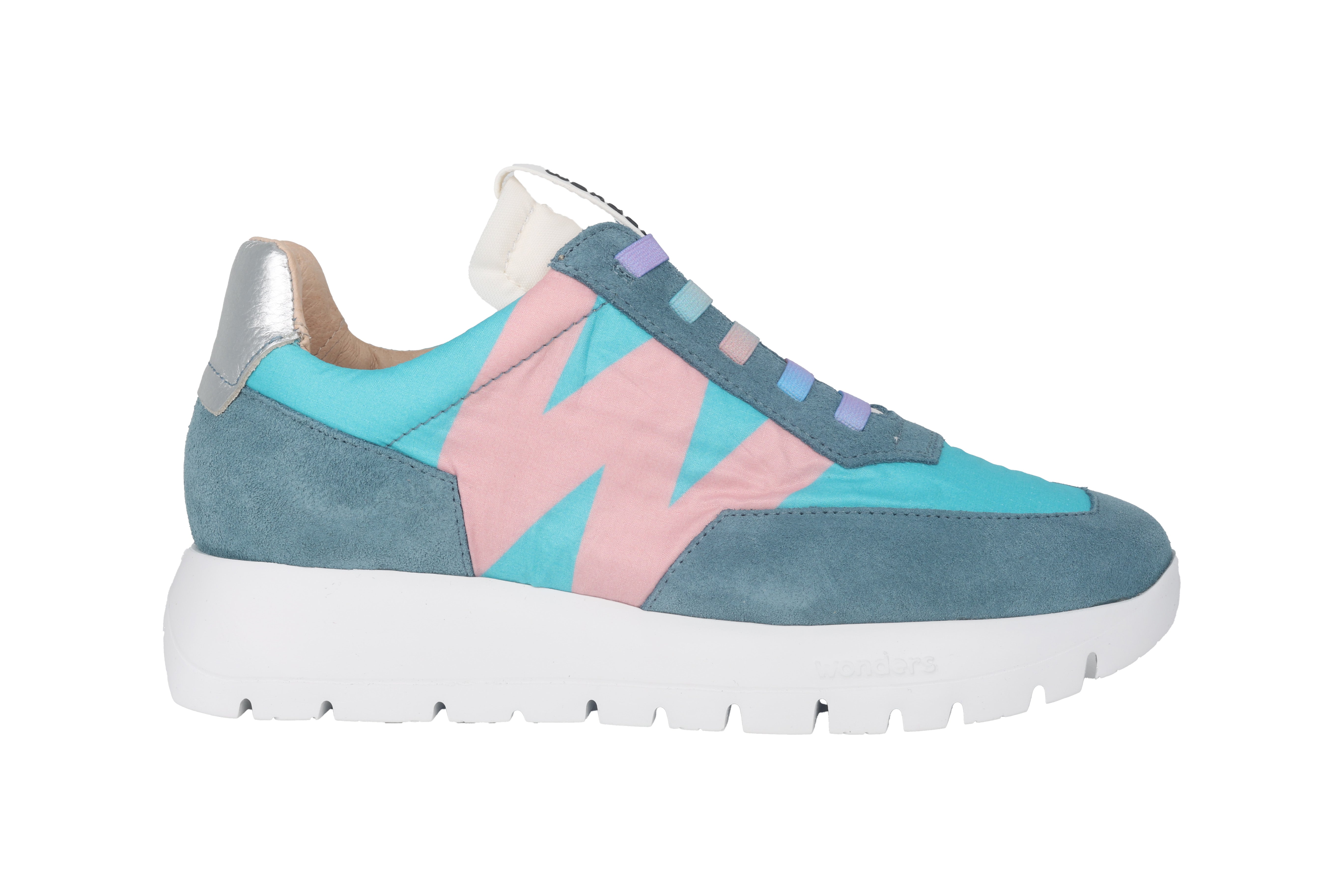 Damessneaker met veters 'Odisei' - blauwe mix