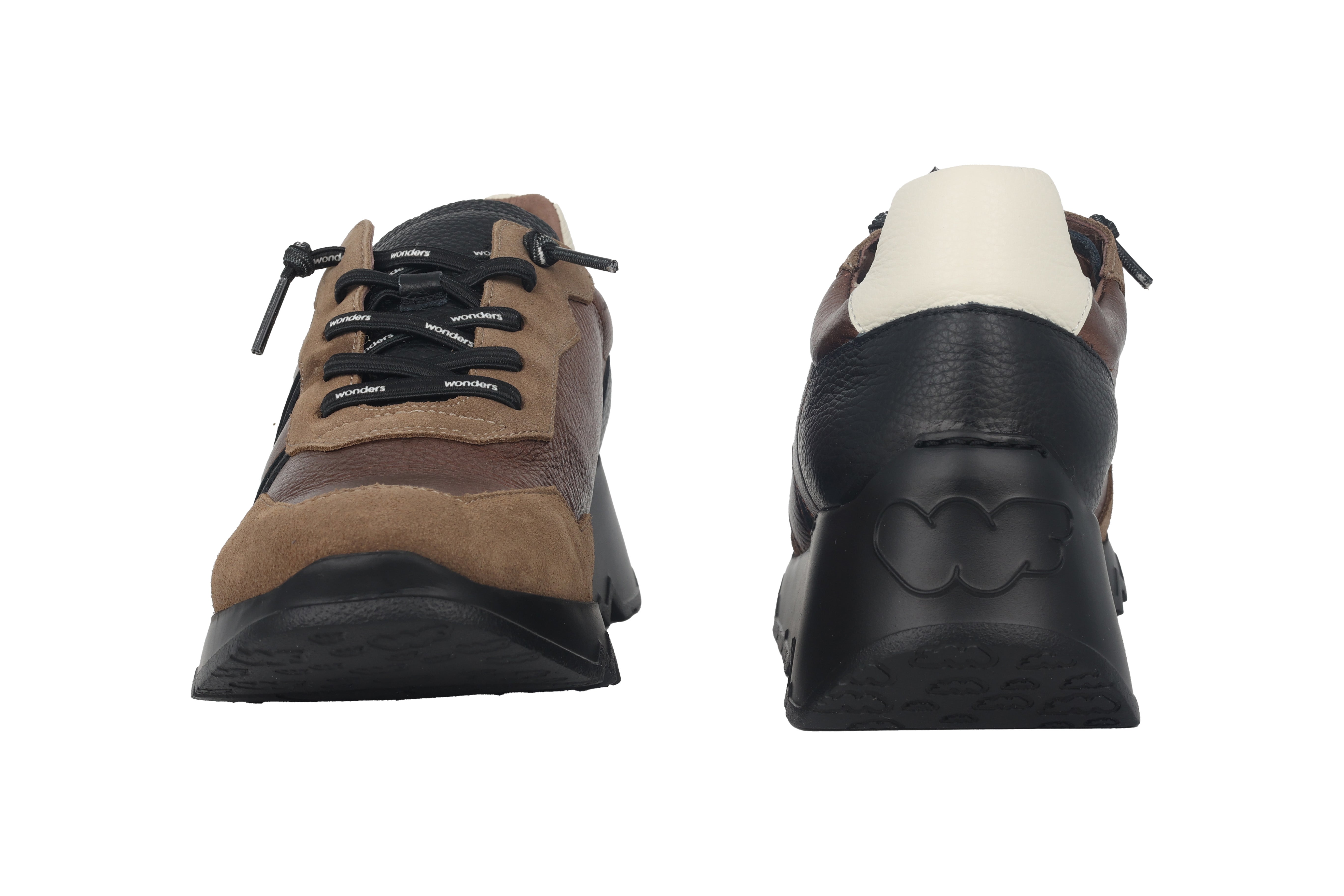 'Track' women's lace-up sneaker  shoes - Bronze black taupe mix