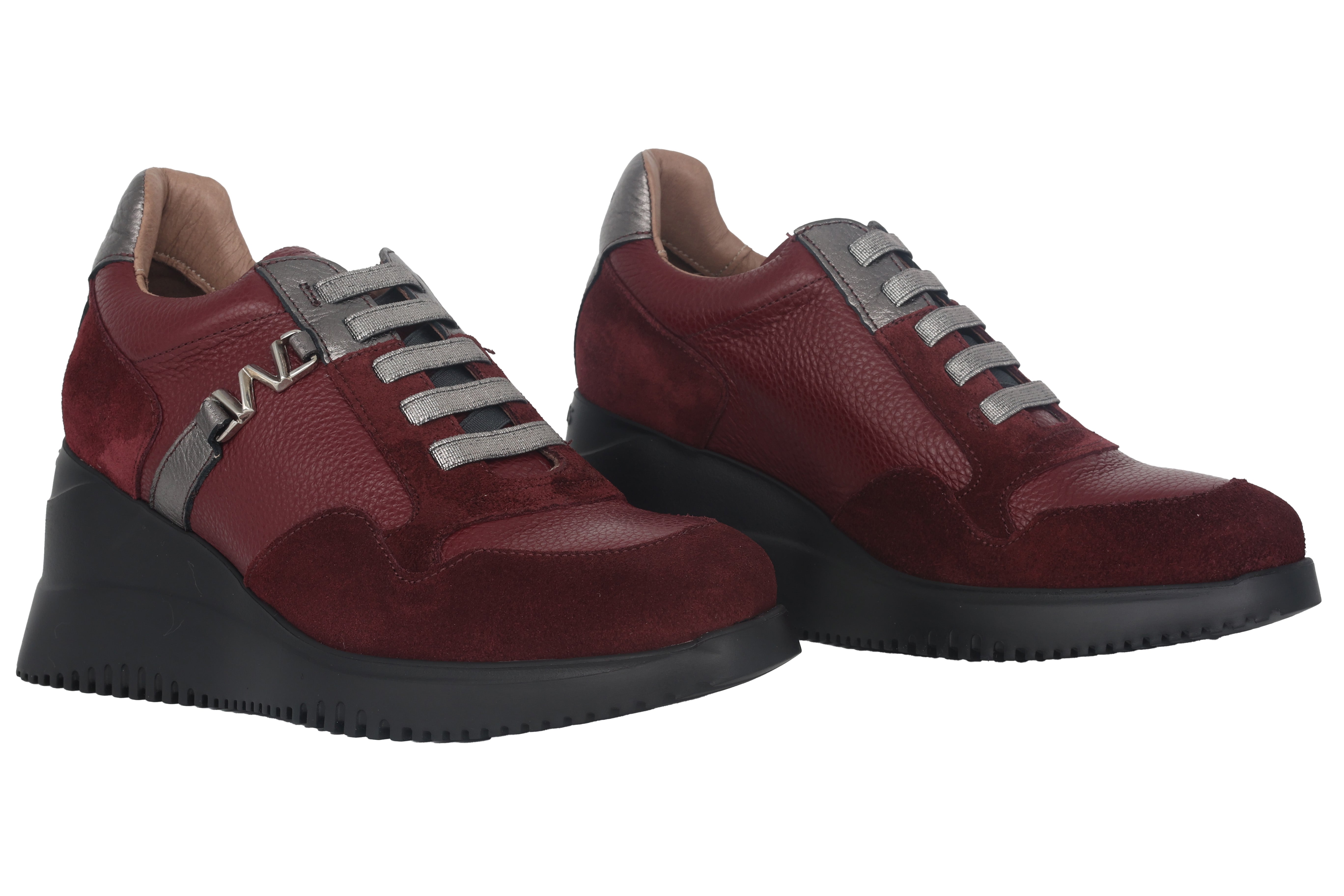 'Eva' women's lace-up wedge sneaker - Red