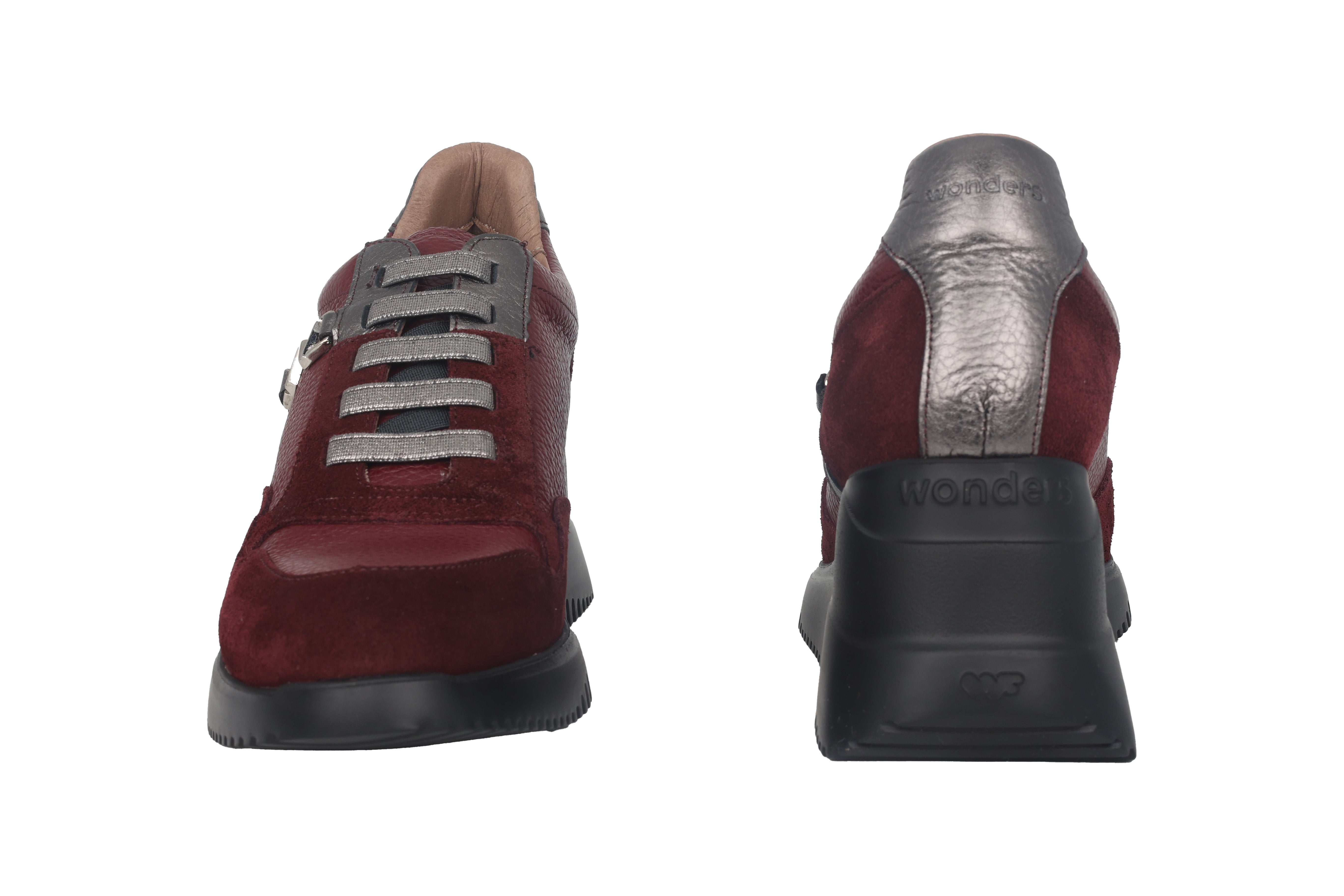 'Eva' women's lace-up wedge sneaker - Red