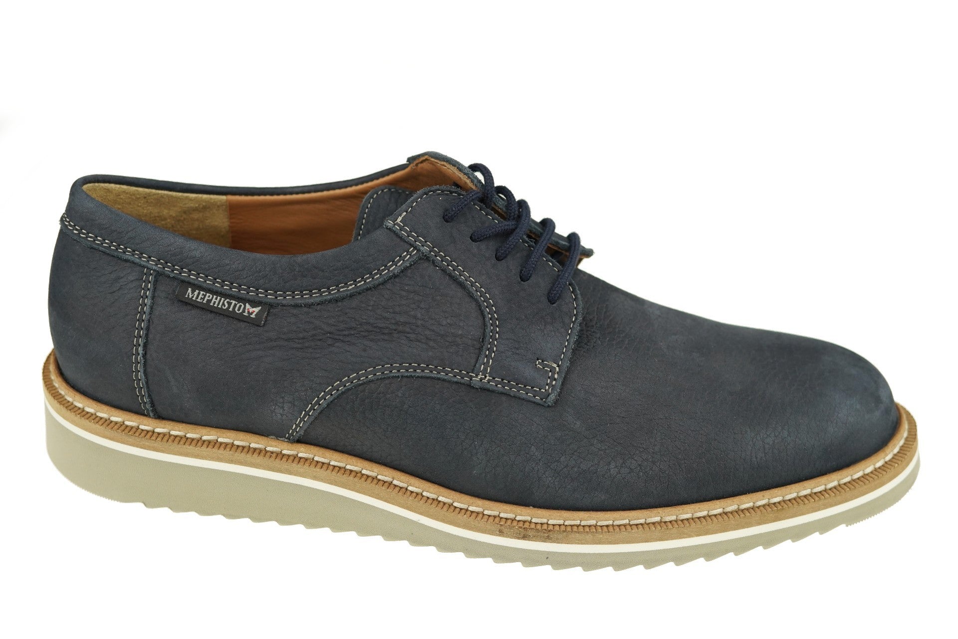 Enzo men s blue nubuck leather lace up shoes by Mephisto