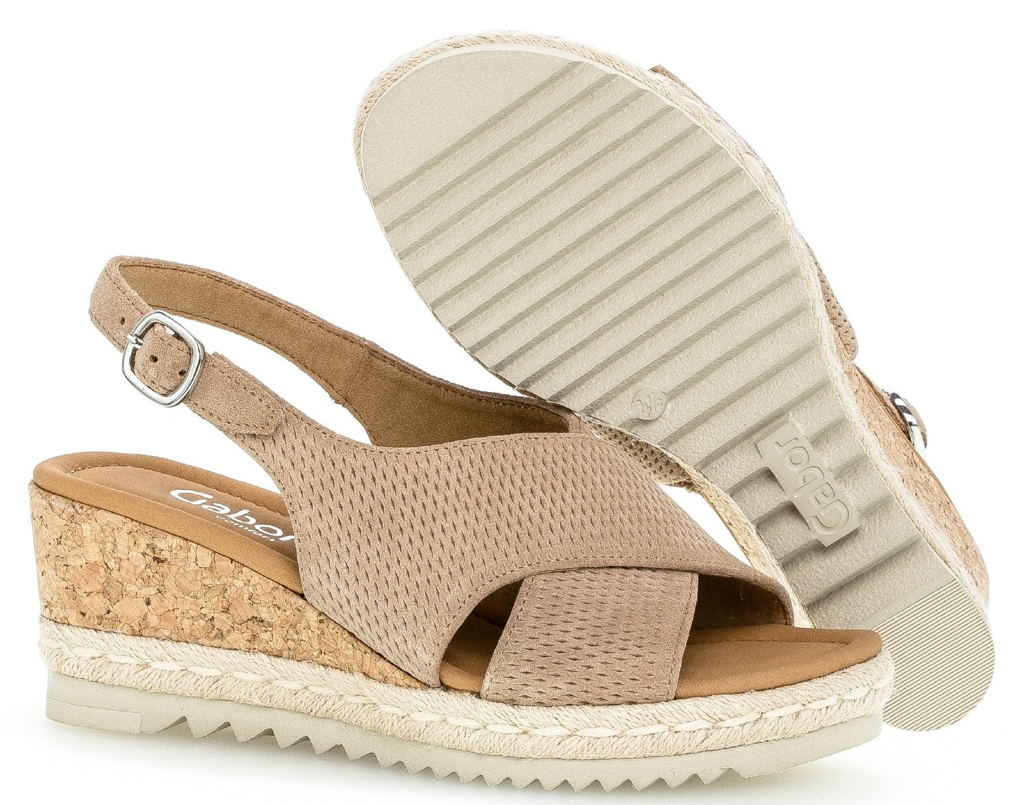 Gabor 62.831.33 women's sandal - suede - beige - ChaplinshoesGabor 62.831.33 women's sandal - suede - beigeGabor