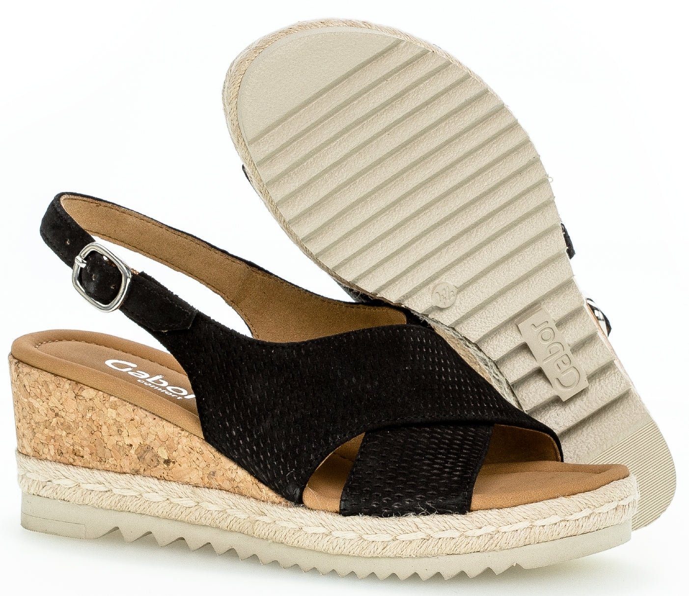 Gabor 62.831.47 Women's Sandal - Suede - black - ChaplinshoesGabor 62.831.47 Women's Sandal - Suede - blackGabor