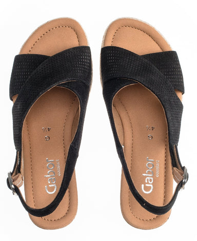 Gabor 62.831.47 Women's Sandal - Suede - black - ChaplinshoesGabor 62.831.47 Women's Sandal - Suede - blackGabor