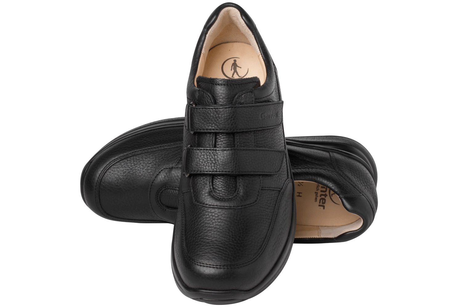 'Harald' men's ergonomic velcro shoe - Black - Chaplinshoes'Harald' men's ergonomic velcro shoe - BlackGanter