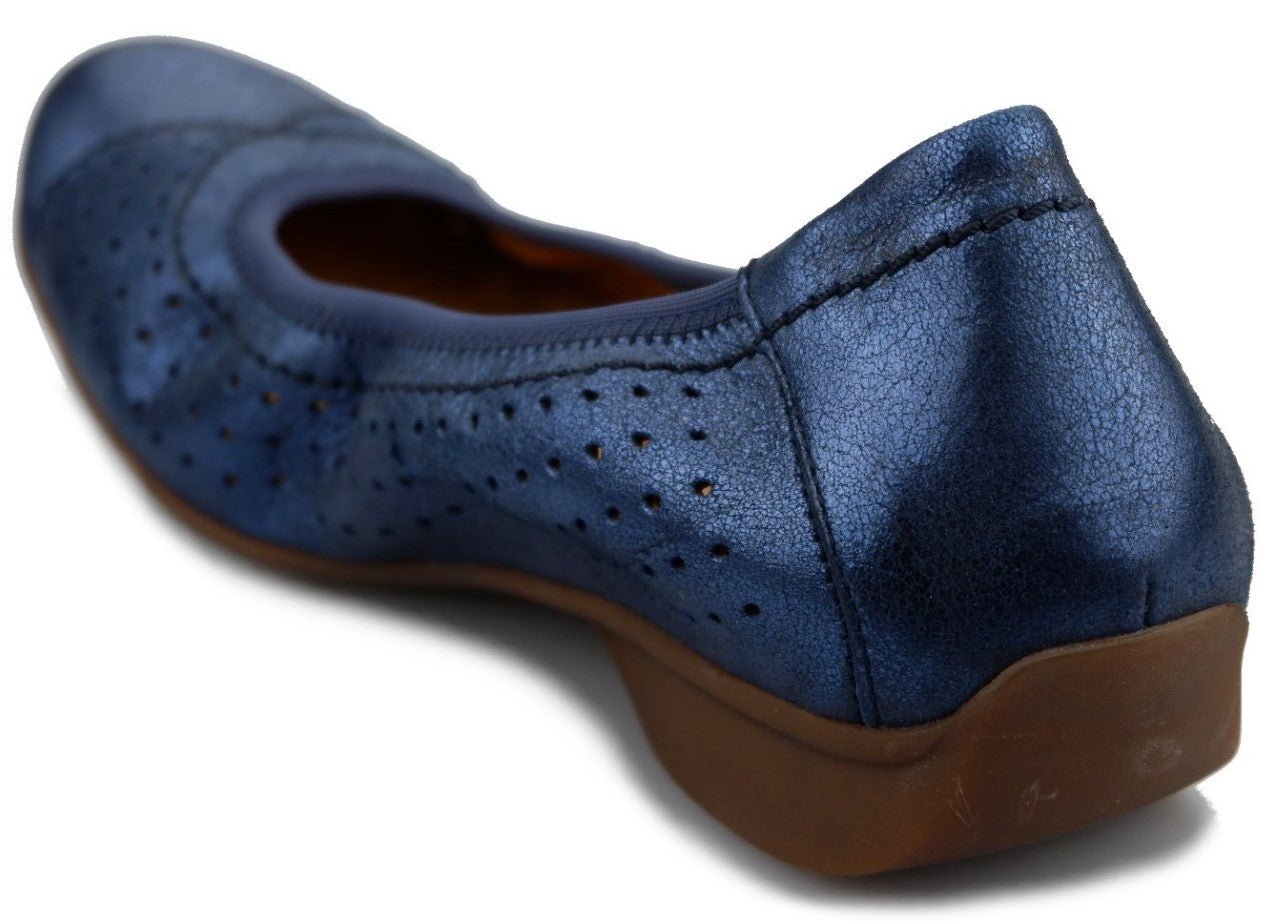 Mobils by Mephisto FABRIZIA - women's ballerina - blue leather WIDE FIT - ChaplinshoesMobils by Mephisto FABRIZIA - women's ballerina - blue leather WIDE FITMephisto